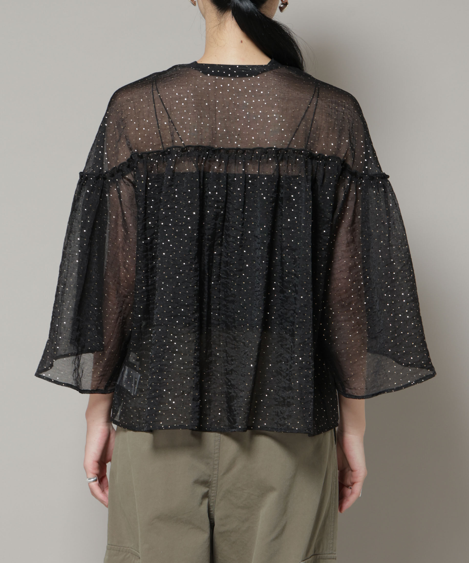 nano･universe「グリッタードットギャザーブラウス」|シャツ・ブラウス|