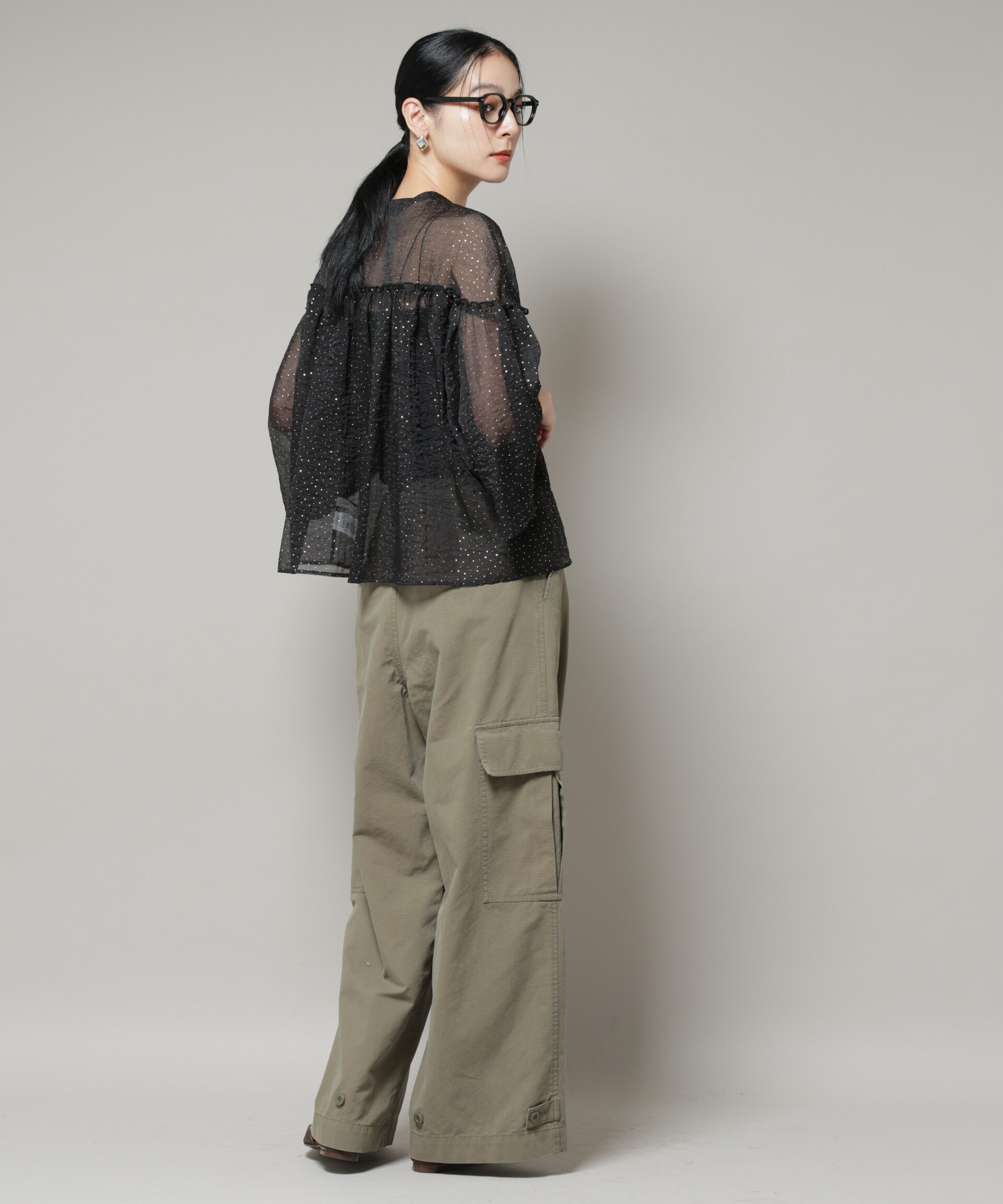 nano･universe「グリッタードットギャザーブラウス」|シャツ・ブラウス|
