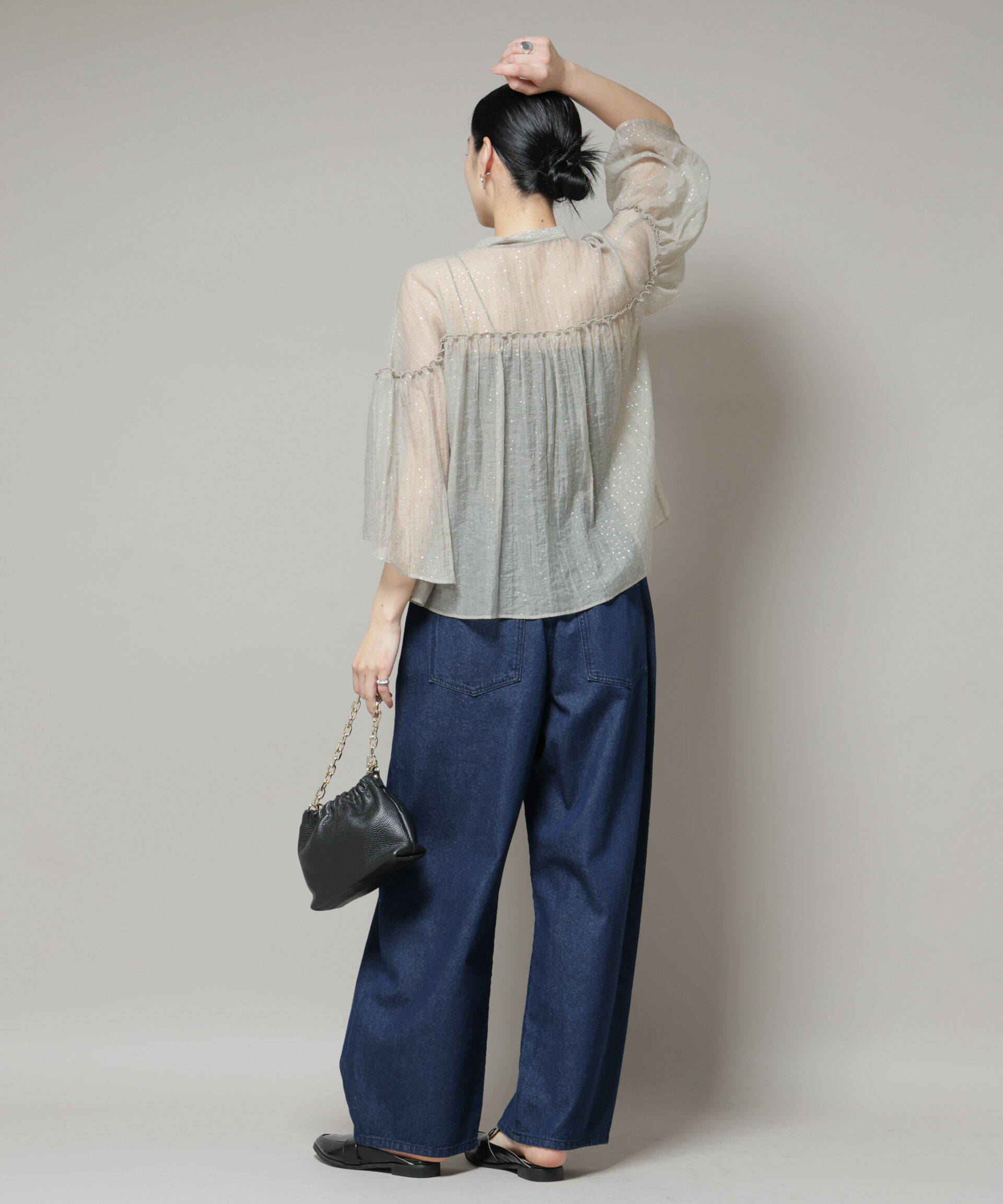 nano･universe「グリッタードットギャザーブラウス」|シャツ・ブラウス|