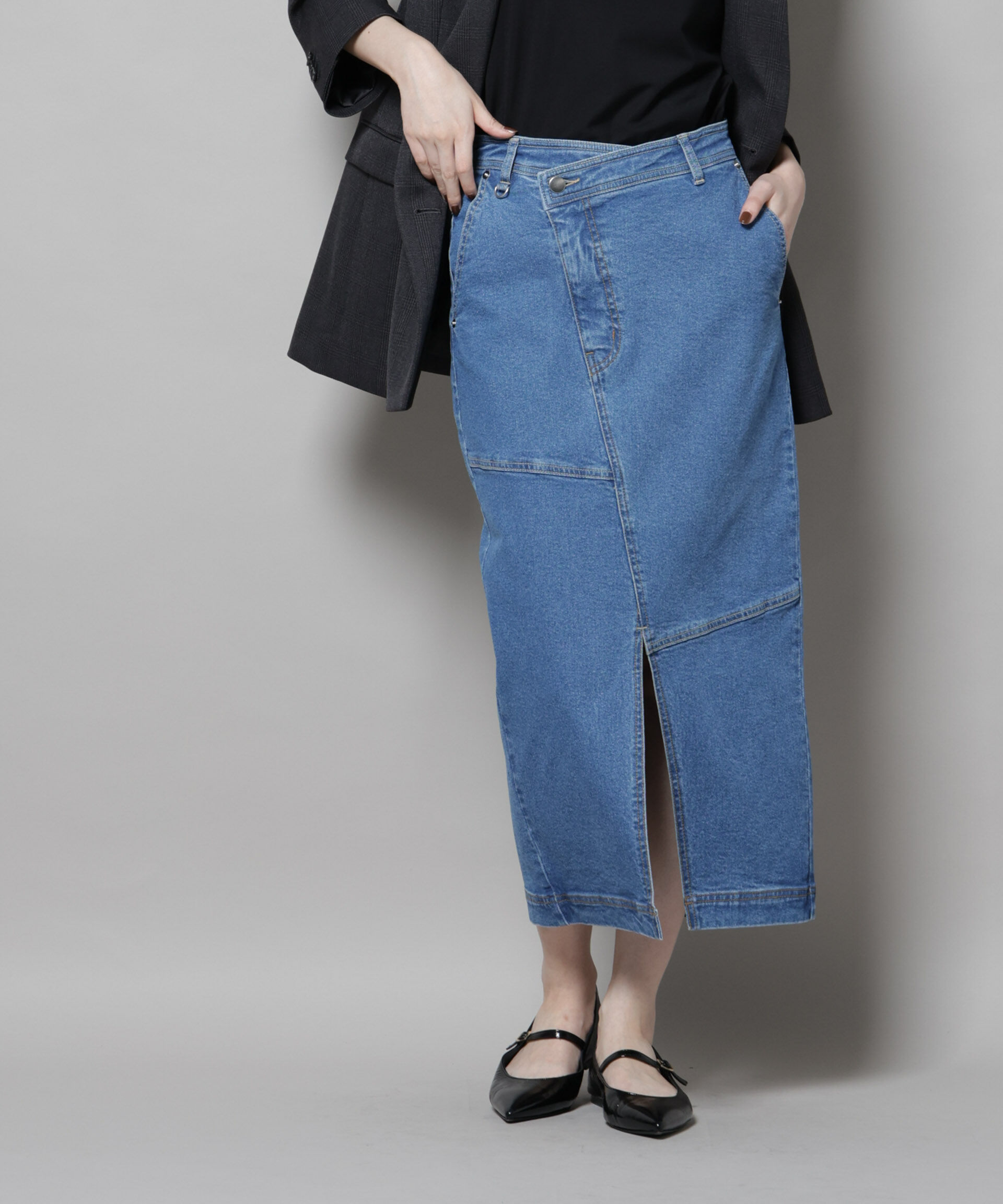 nano･universe「ラップペンシルデニムスカート」|スカート|