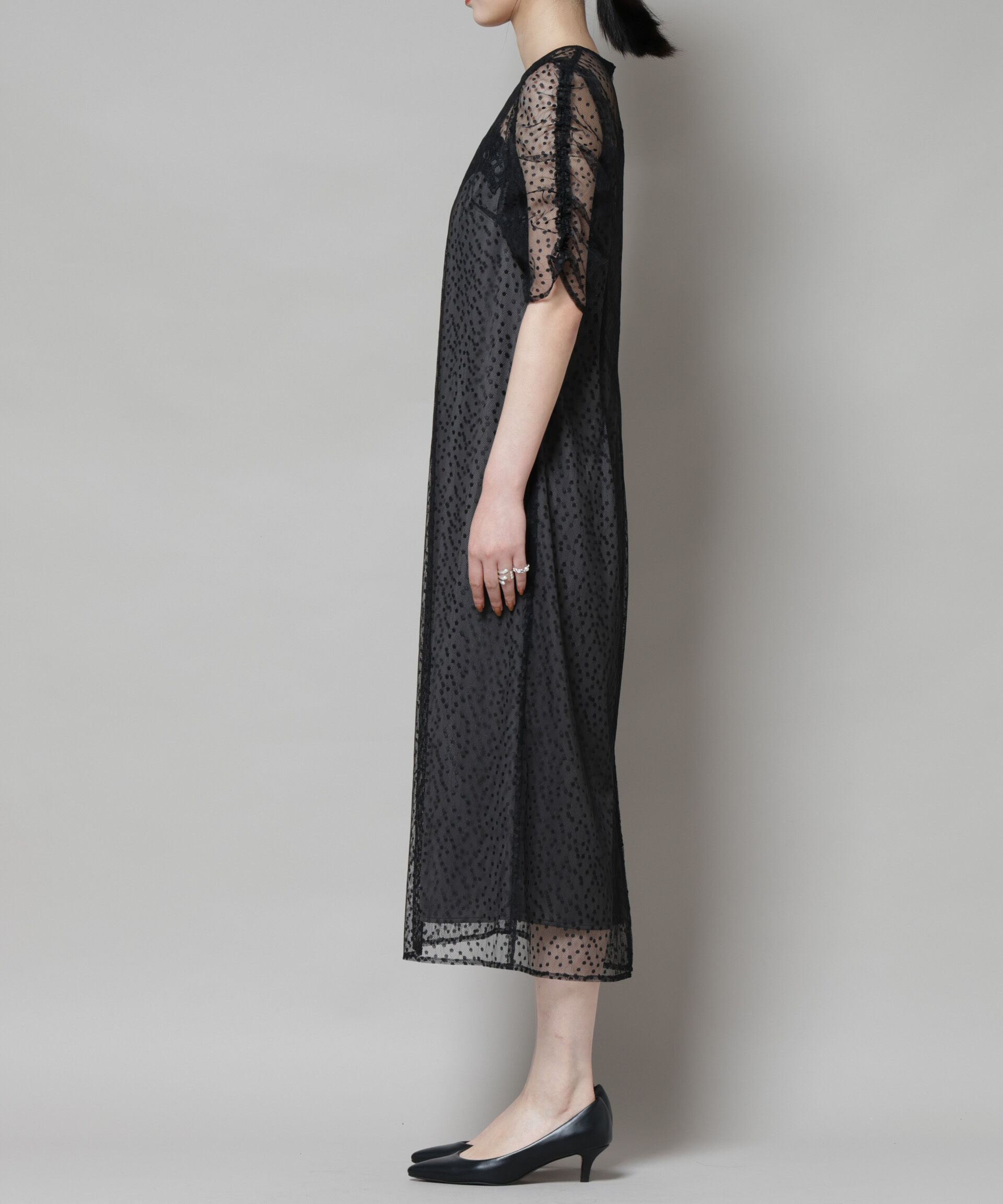 nano･universe「troisiemechaco/ドットチュールジャガードワンピース」|ワンピース|