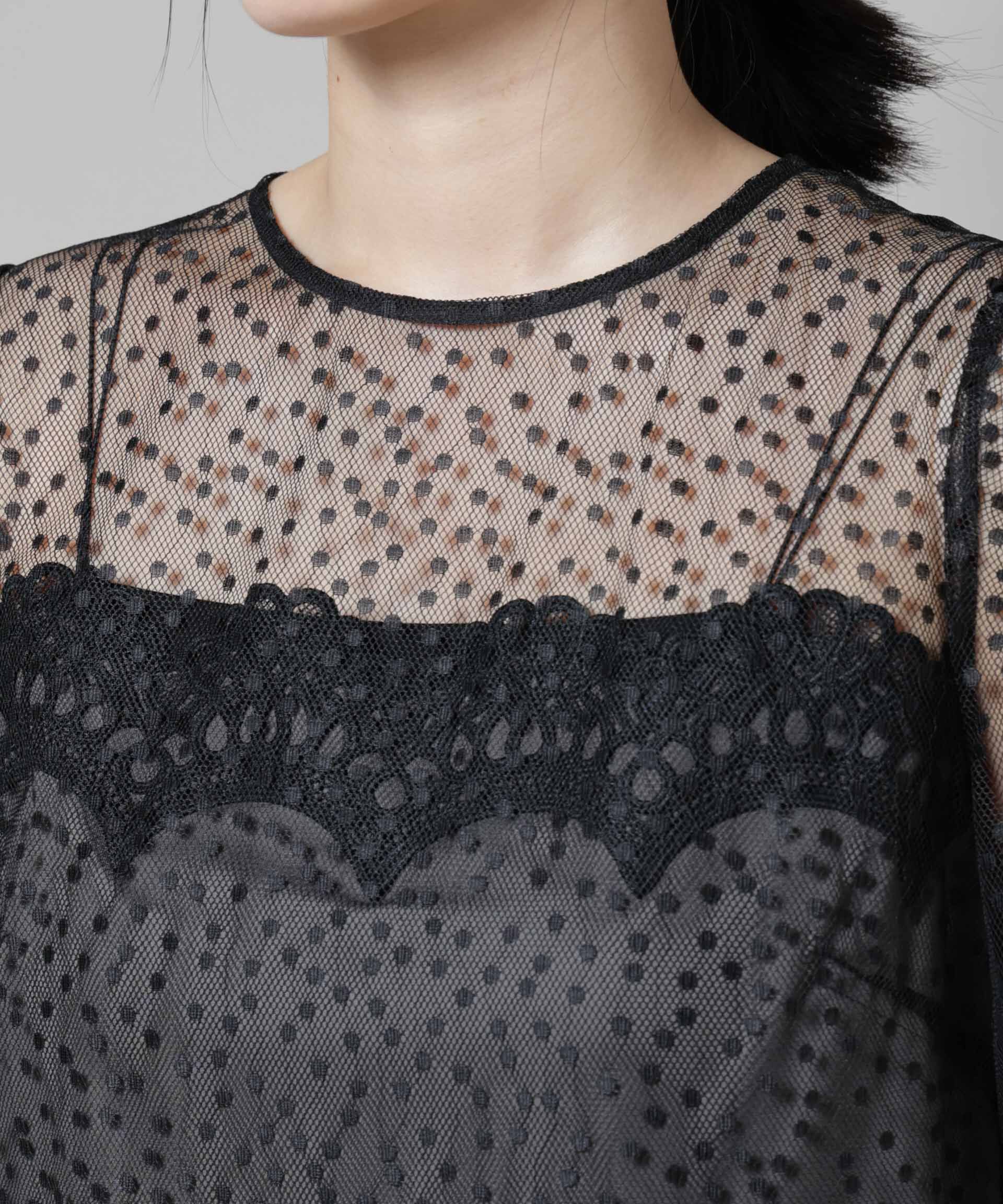 nano･universe「troisiemechaco/ドットチュールジャガードワンピース」|ワンピース|