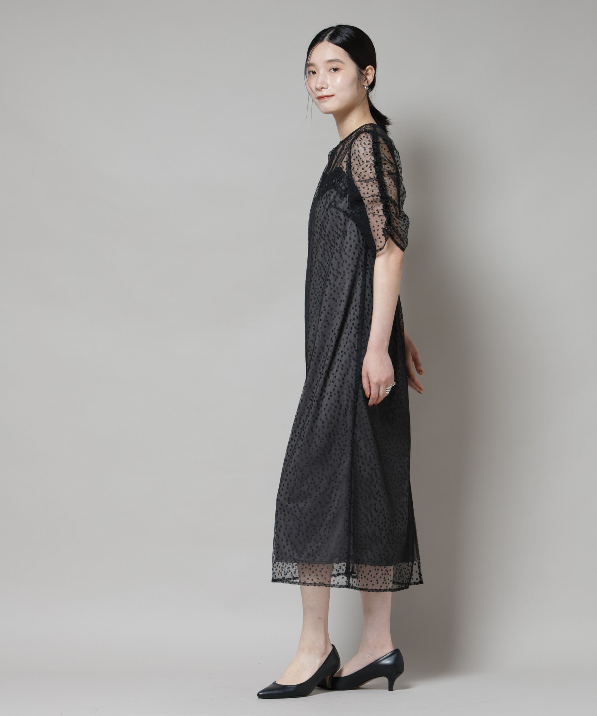 nano･universe「troisiemechaco/ドットチュールジャガードワンピース」|ワンピース|