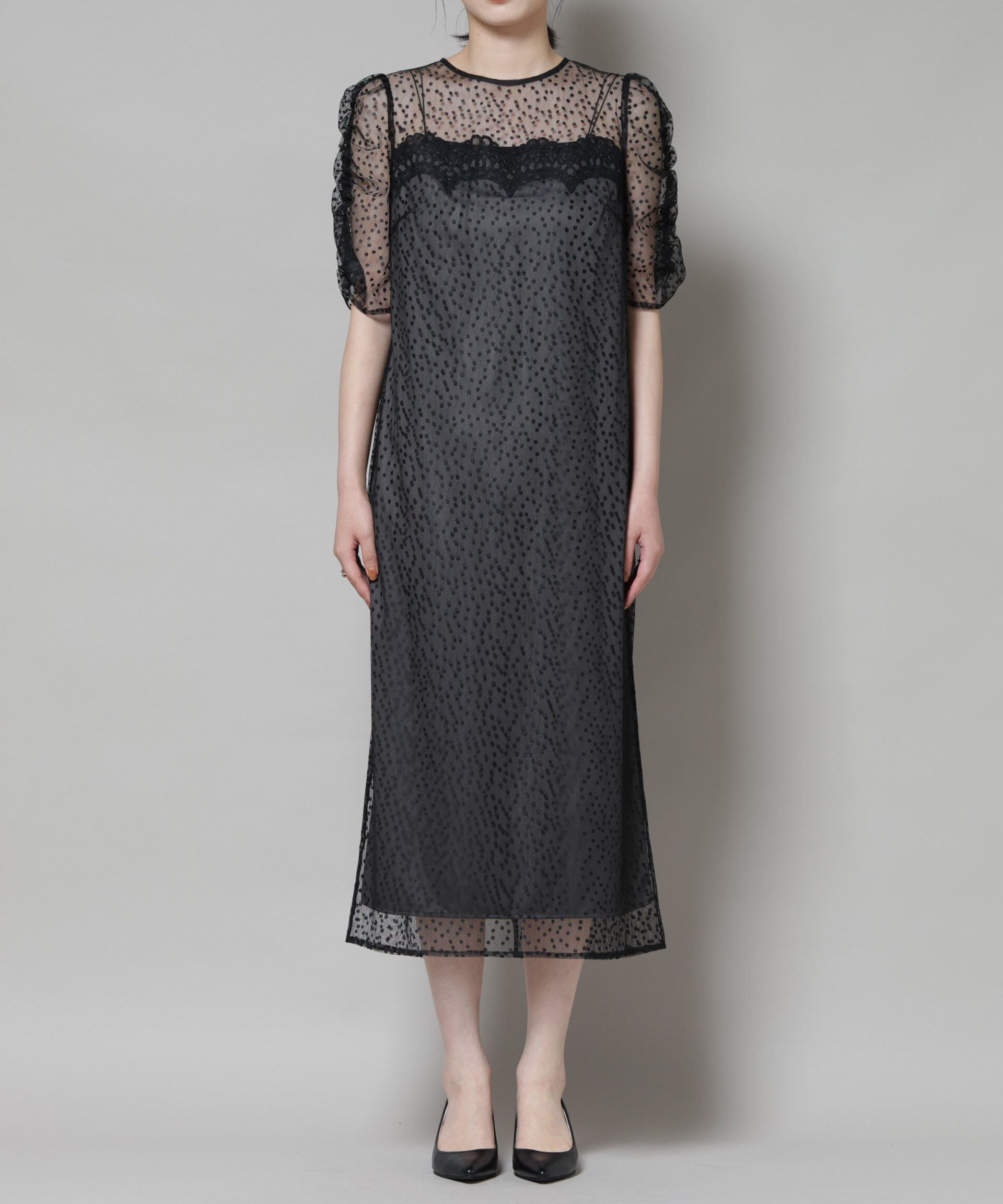 nano･universe「troisiemechaco/ドットチュールジャガードワンピース」|ワンピース|