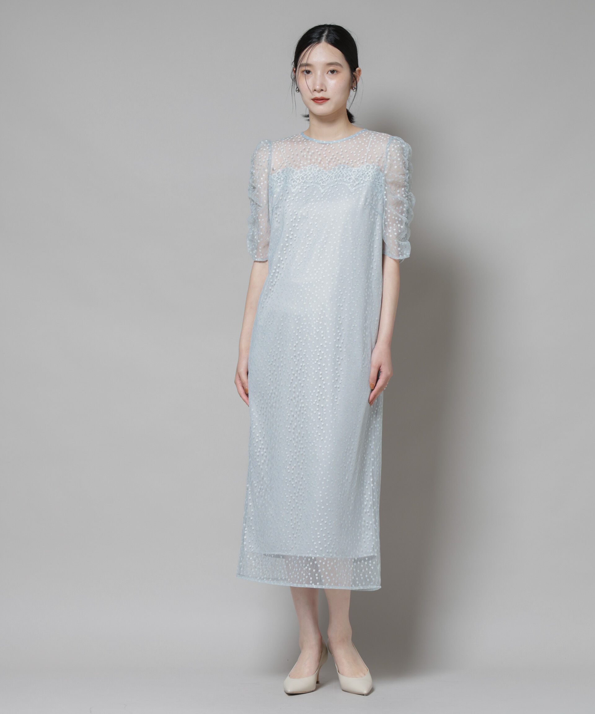 nano･universe「troisiemechaco/ドットチュールジャガードワンピース」|ワンピース|