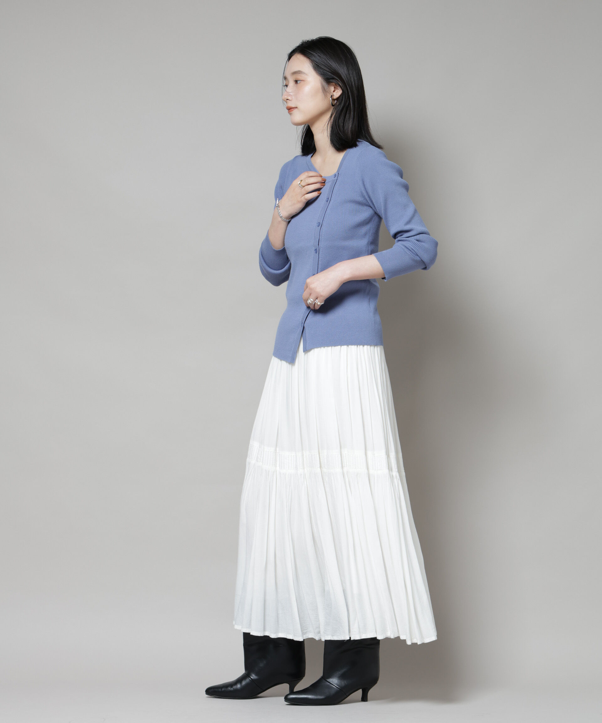 nano･universe「アシメネックデサインリブニットトップス」|ニット・セーター|