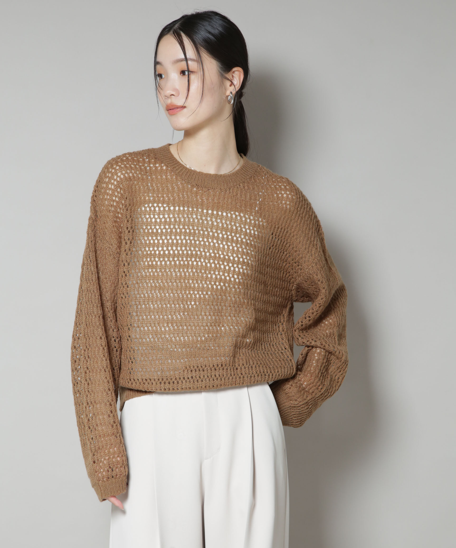 nano･universe「モヘヤライクメッシュニットトップス」|ニット・セーター|