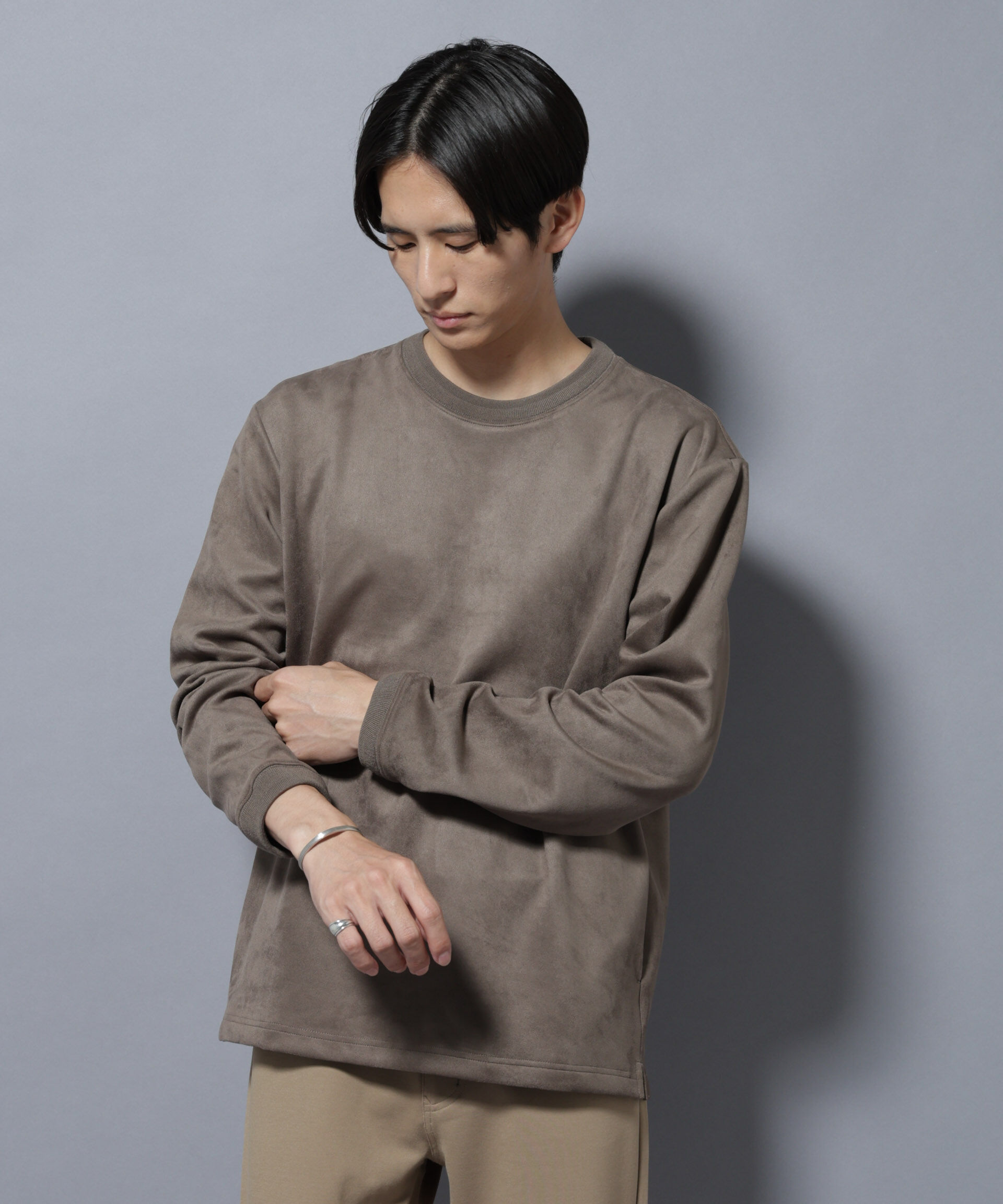 nano･universe「フェイクスエードプルオーバー 長袖」|Tシャツ・カットソー|グレージュ3