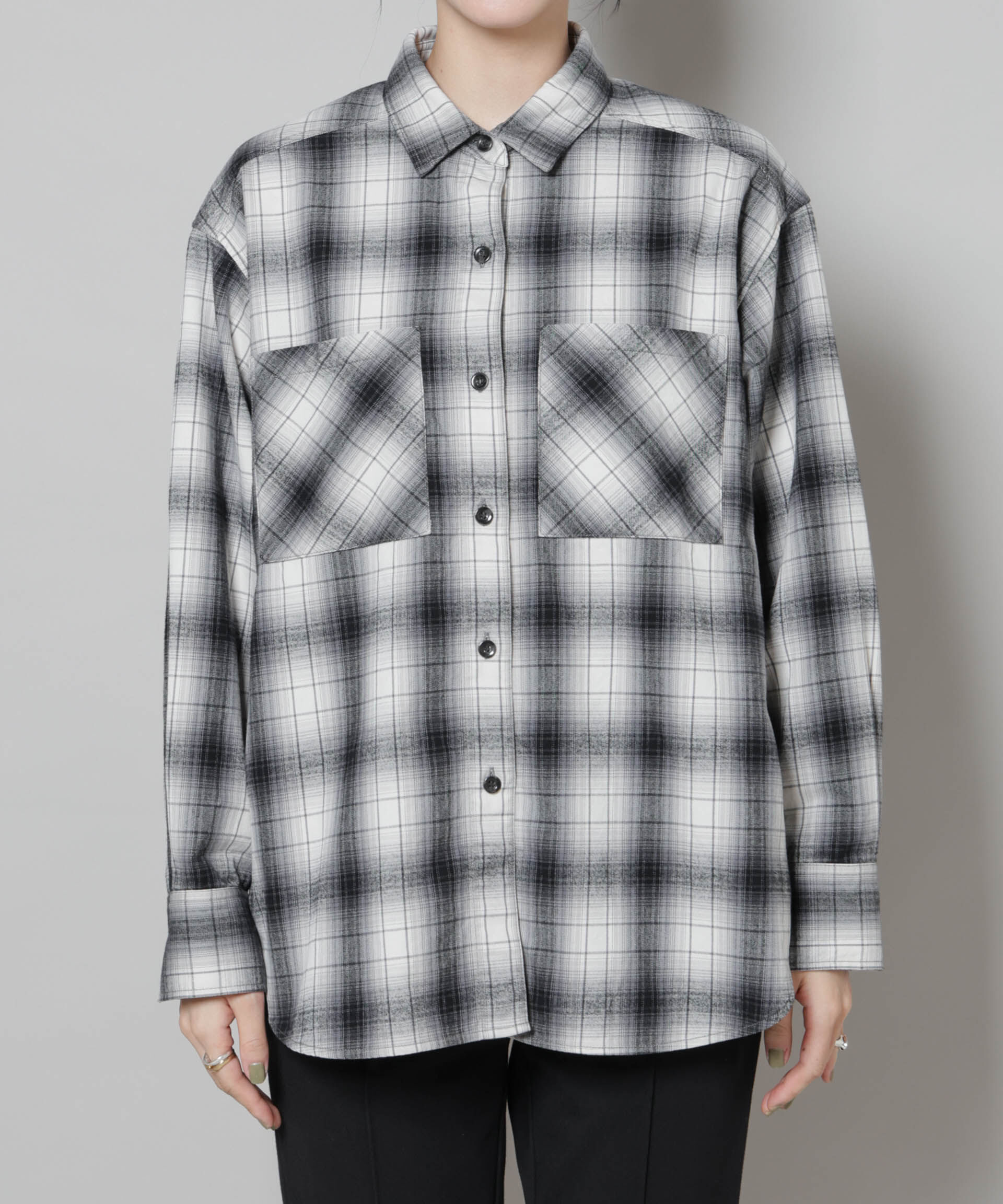 nano･universe「オンブレチェックオーバーネルシャツ」|シャツ・ブラウス|