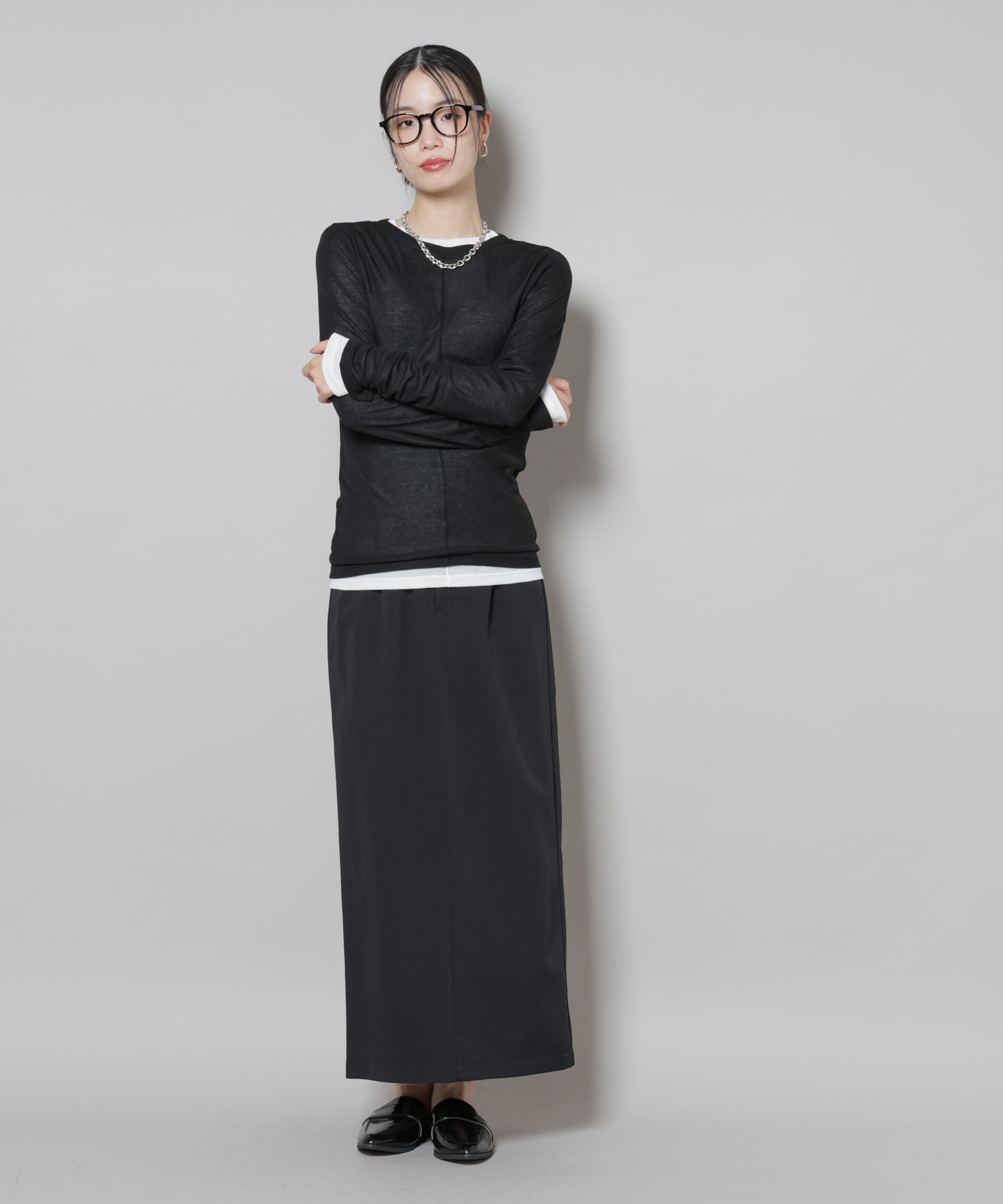nano･universe「スーツライクIラインロングスカート」|スカート|