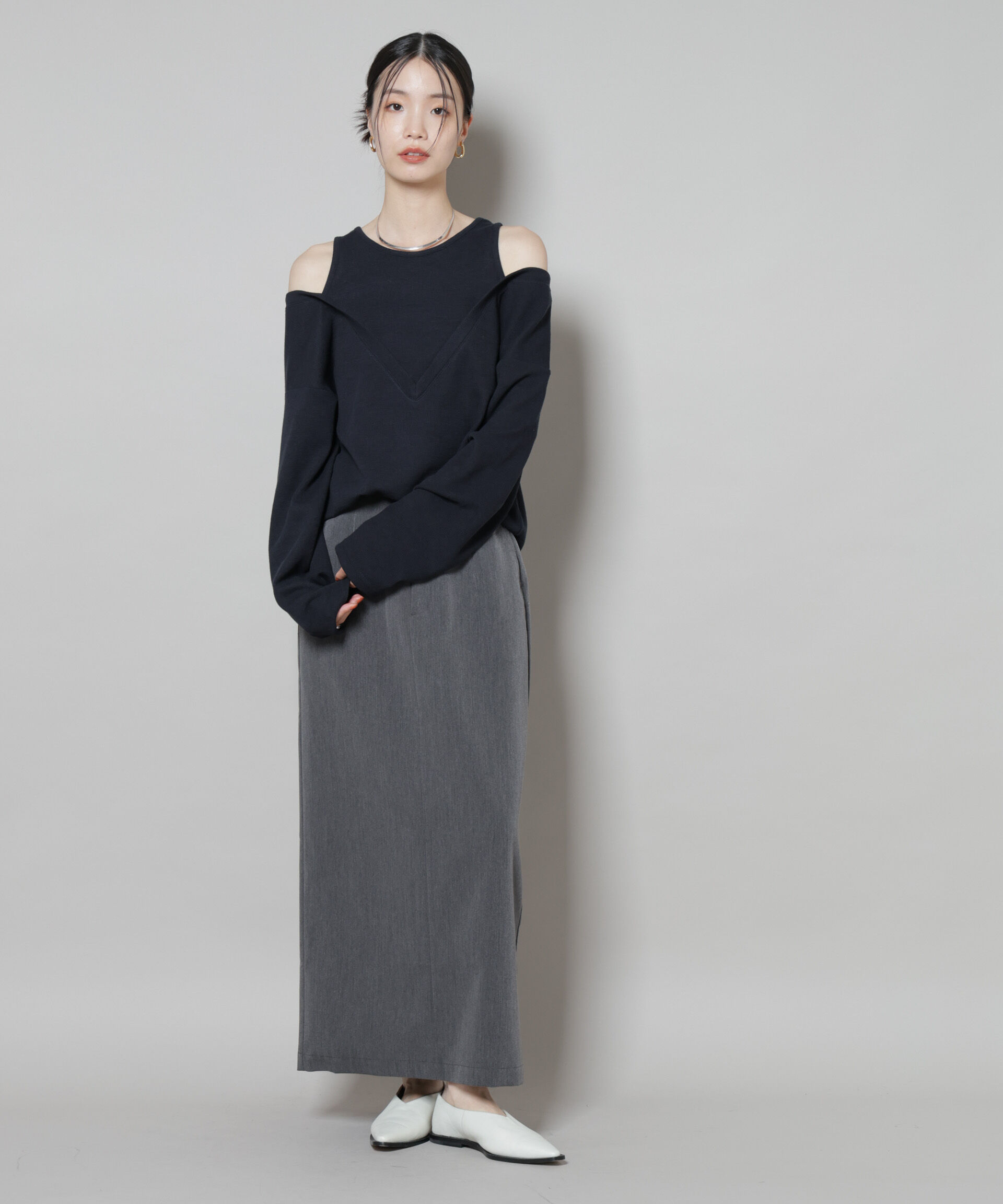 nano･universe「スーツライクIラインロングスカート」|スカート|
