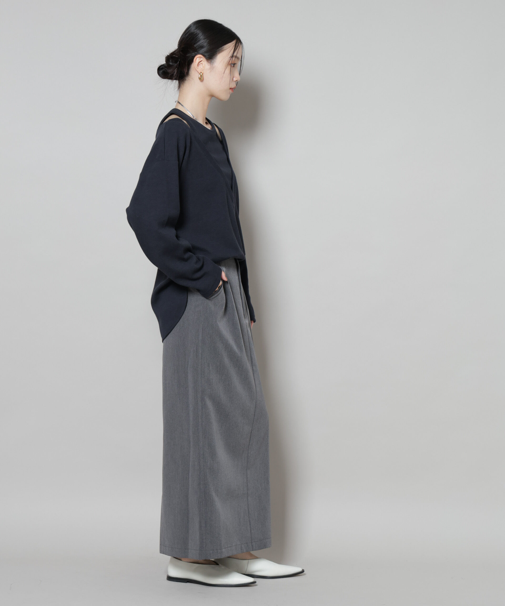 nano･universe「スーツライクIラインロングスカート」|スカート|