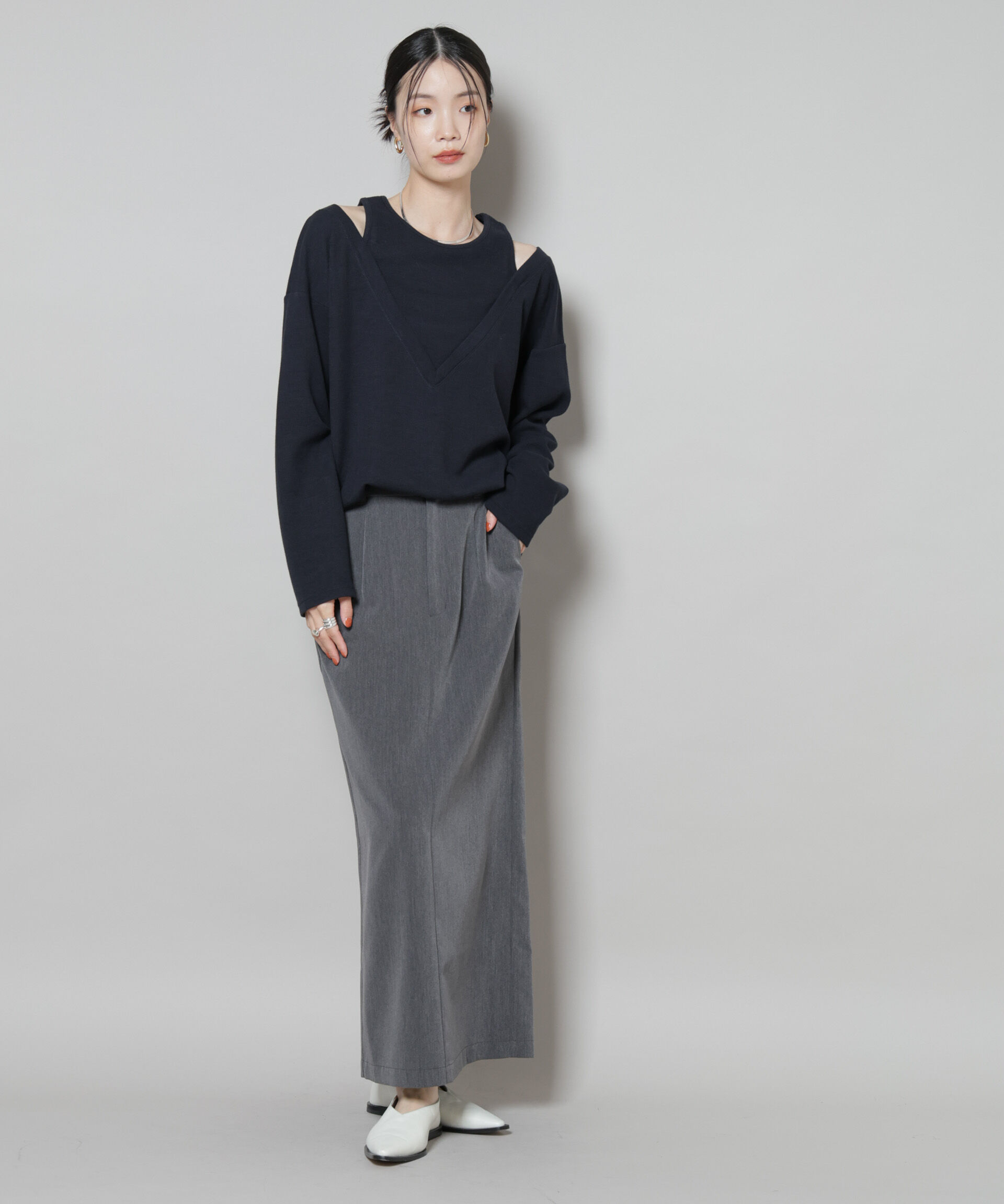 nano･universe「スーツライクIラインロングスカート」|スカート|
