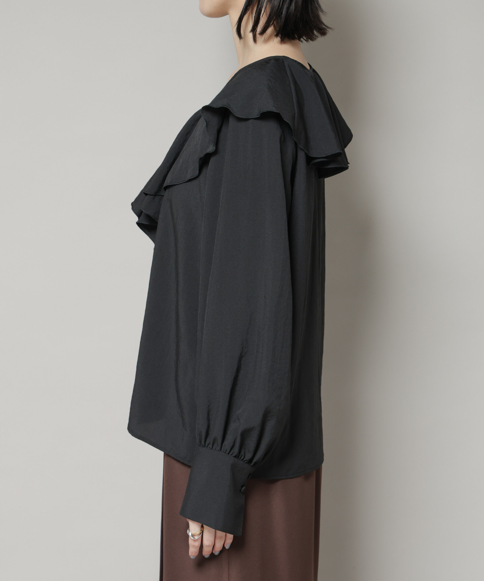 nano･universe「ビンテージポプリンラッフルカラーブラウス」|シャツ・ブラウス|