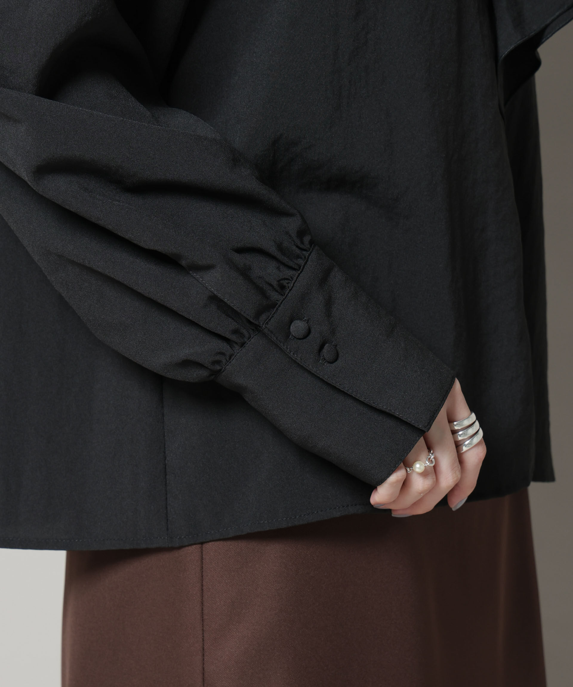 nano･universe「ビンテージポプリンラッフルカラーブラウス」|シャツ・ブラウス|