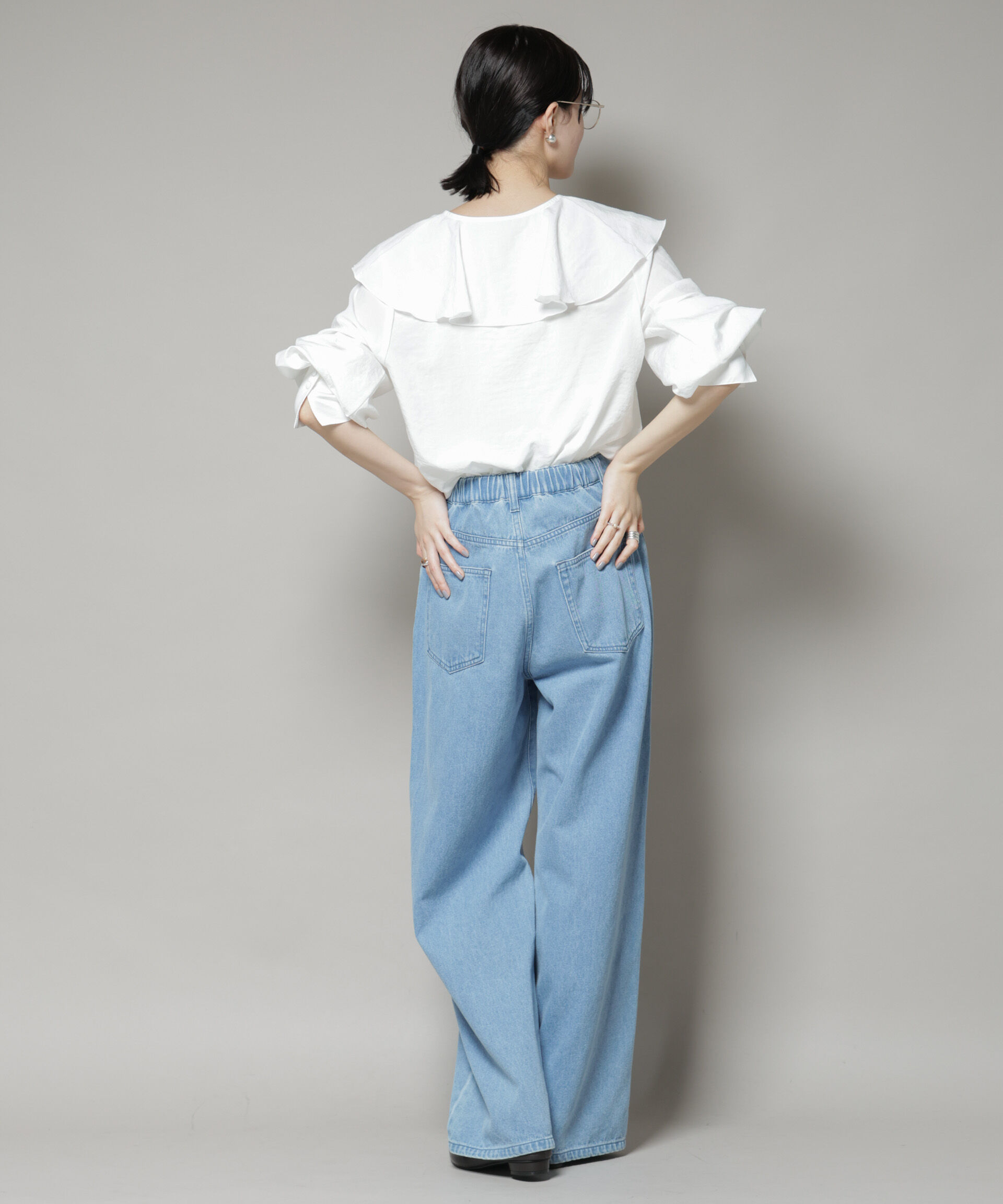 nano･universe「ビンテージポプリンラッフルカラーブラウス」|シャツ・ブラウス|