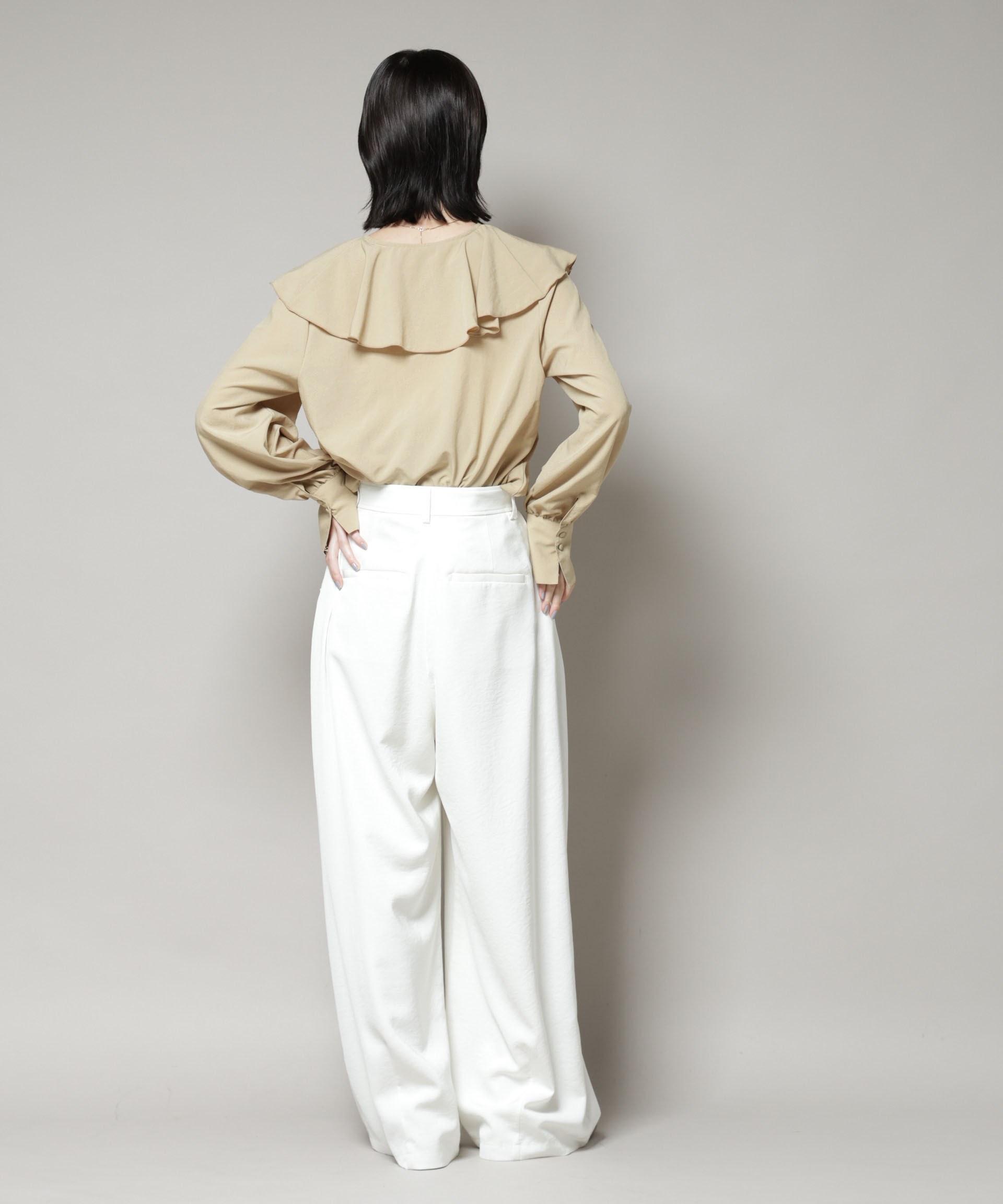 nano･universe「ビンテージポプリンラッフルカラーブラウス」|シャツ・ブラウス|