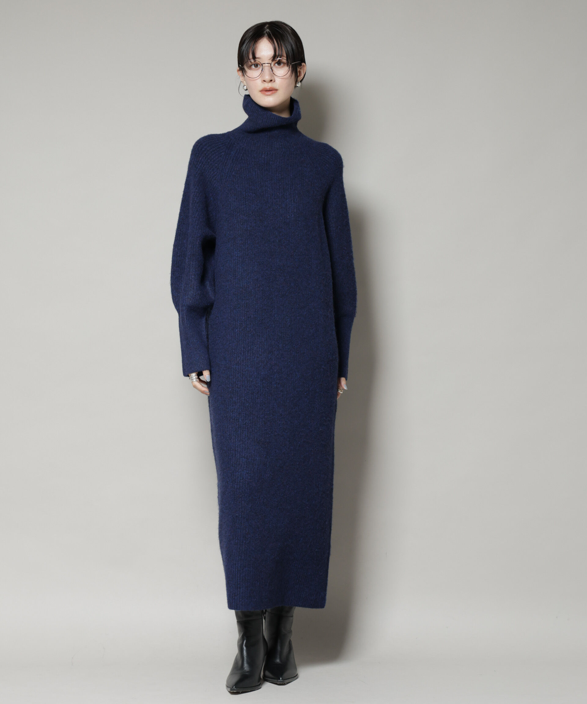 nano･universe「エアリーヤーン畦編タートルニットマキシワンピース」|ワンピース|