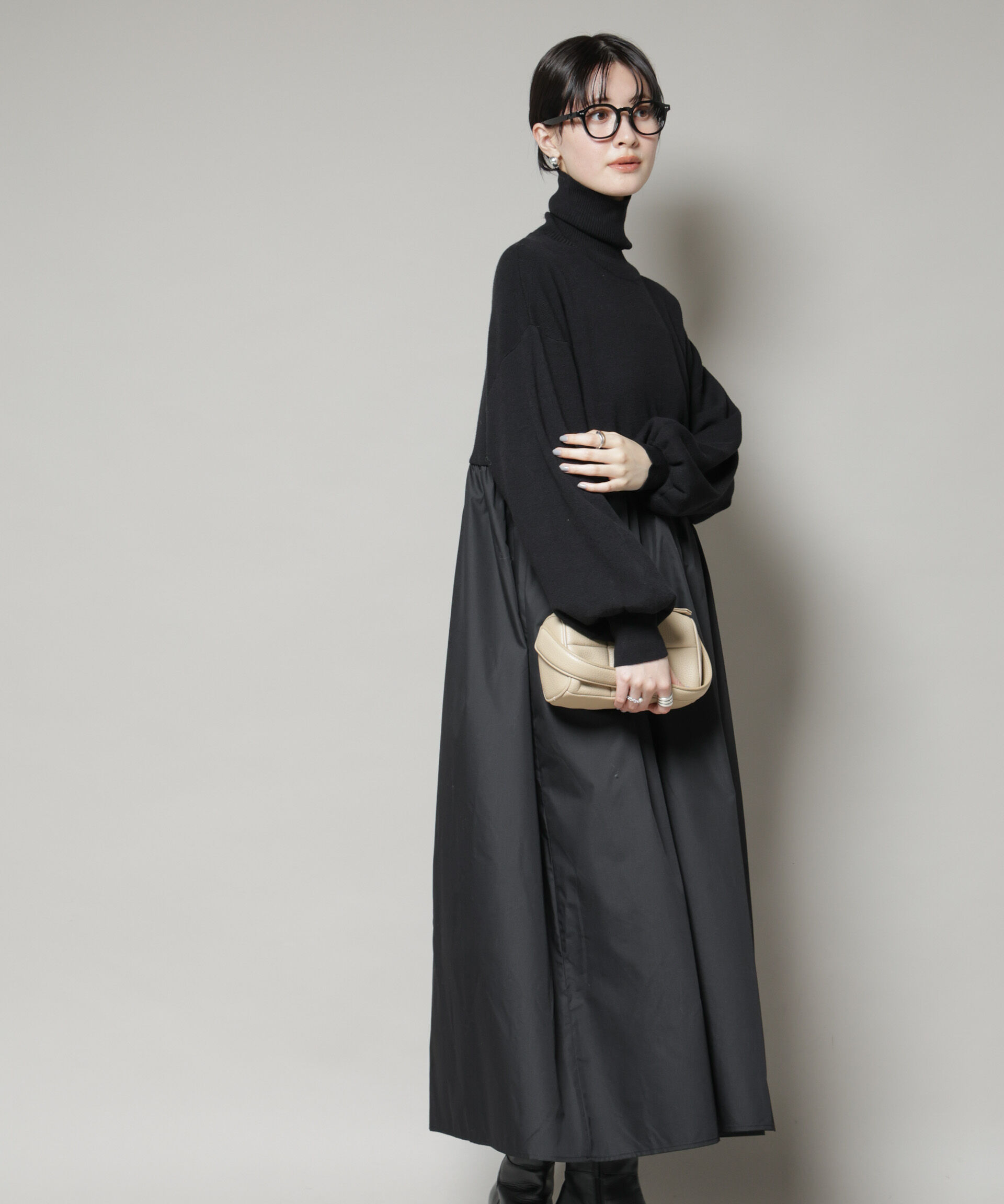 nano･universe「異素材コンビドッキングタートルワンピース」|ワンピース|