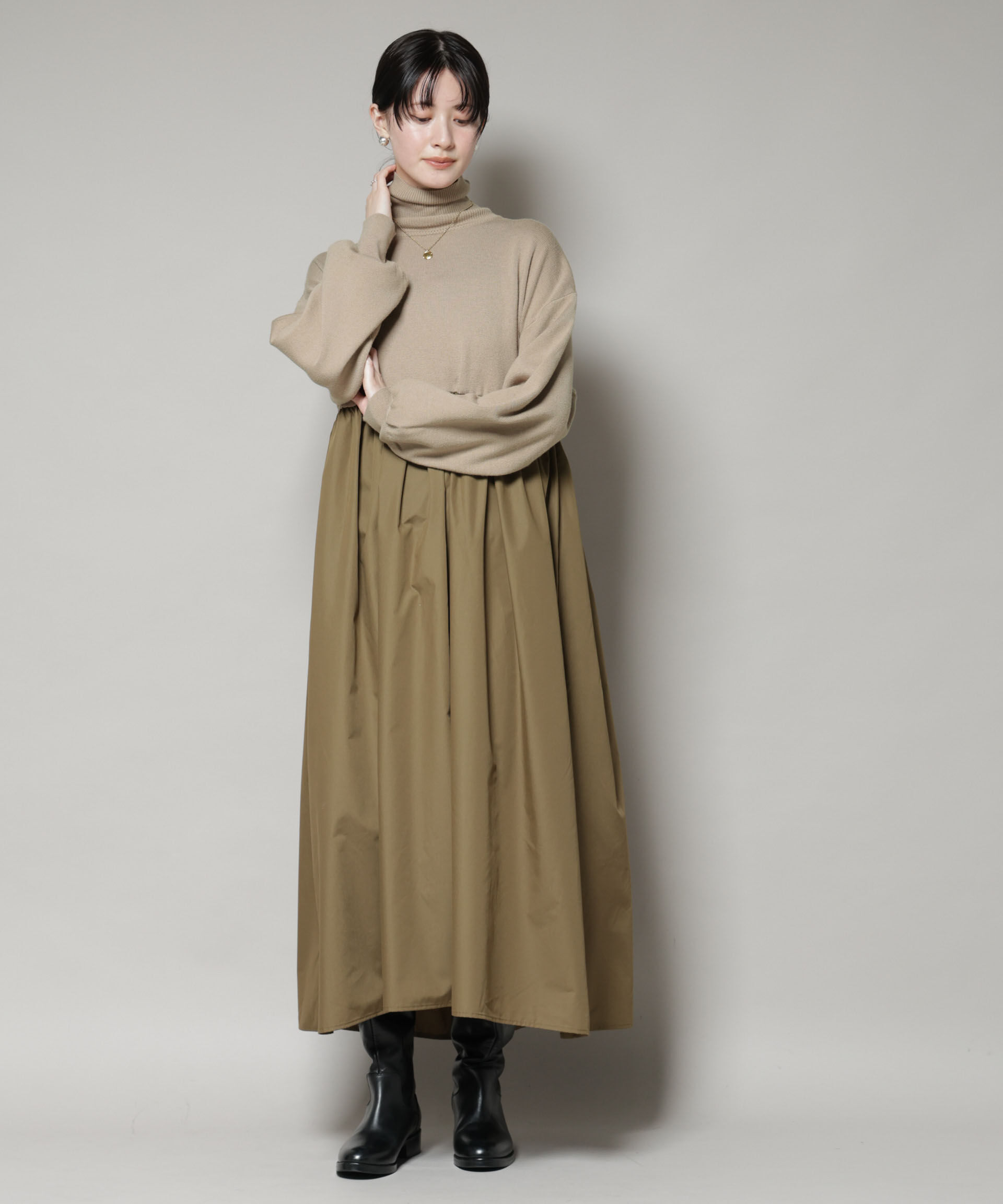 nano･universe「異素材コンビドッキングタートルワンピース」|ワンピース|