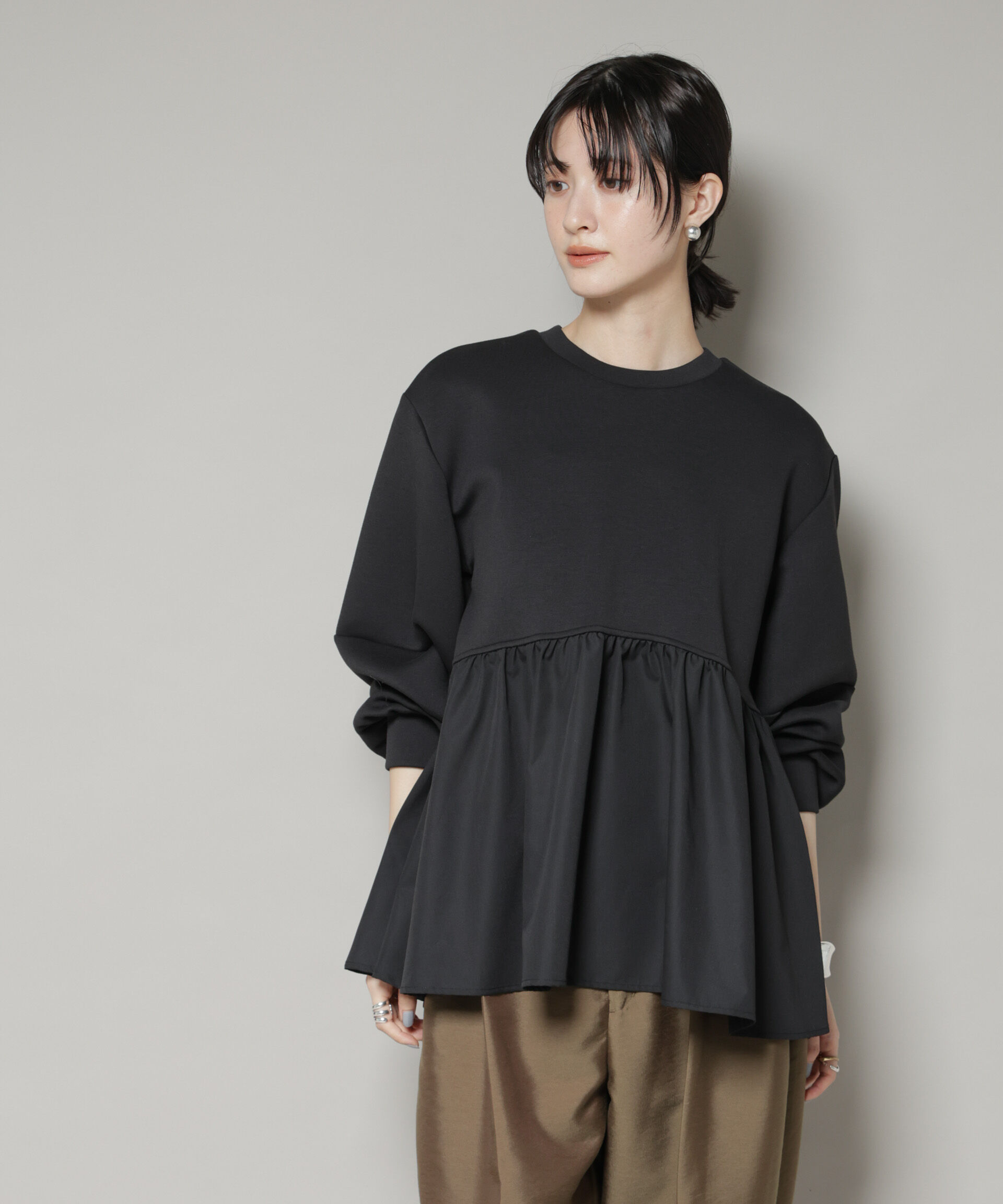 nano･universe「布帛コンビペプラムカットトップス」|Tシャツ・カットソー|