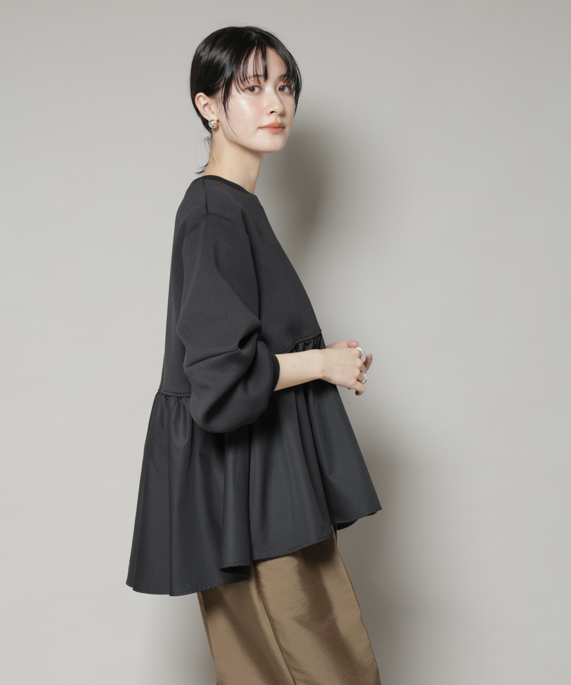 nano･universe「布帛コンビペプラムカットトップス」|Tシャツ・カットソー|