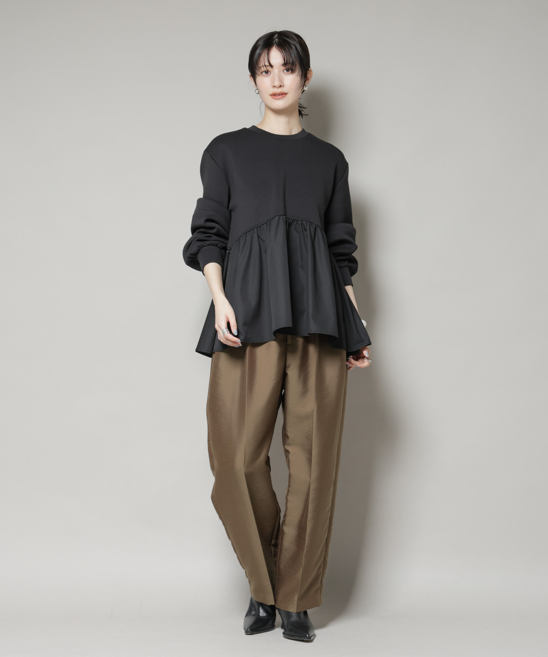 nano･universe「布帛コンビペプラムカットトップス」|Tシャツ・カットソー|