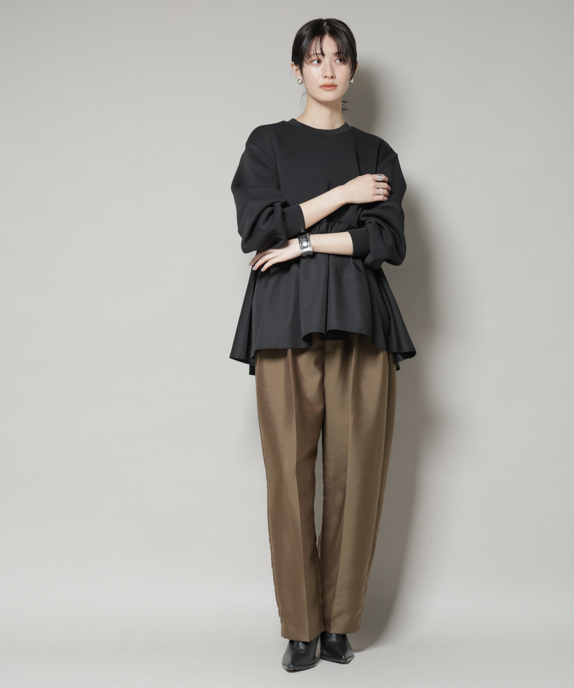 nano･universe「布帛コンビペプラムカットトップス」|Tシャツ・カットソー|