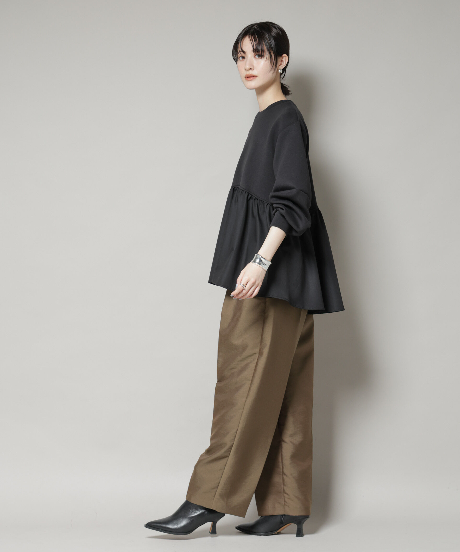 nano･universe「布帛コンビペプラムカットトップス」|Tシャツ・カットソー|