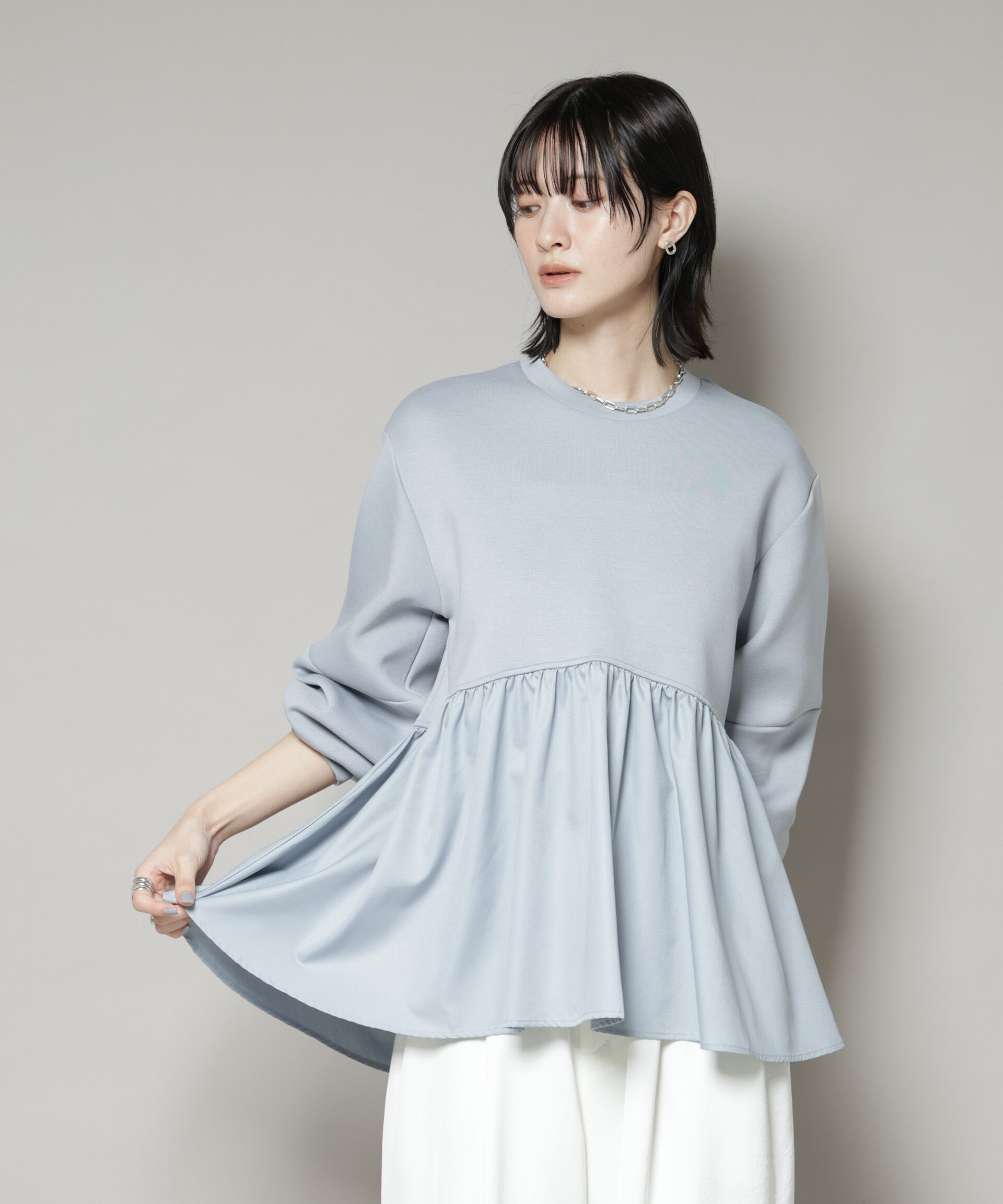 nano･universe「布帛コンビペプラムカットトップス」|Tシャツ・カットソー|