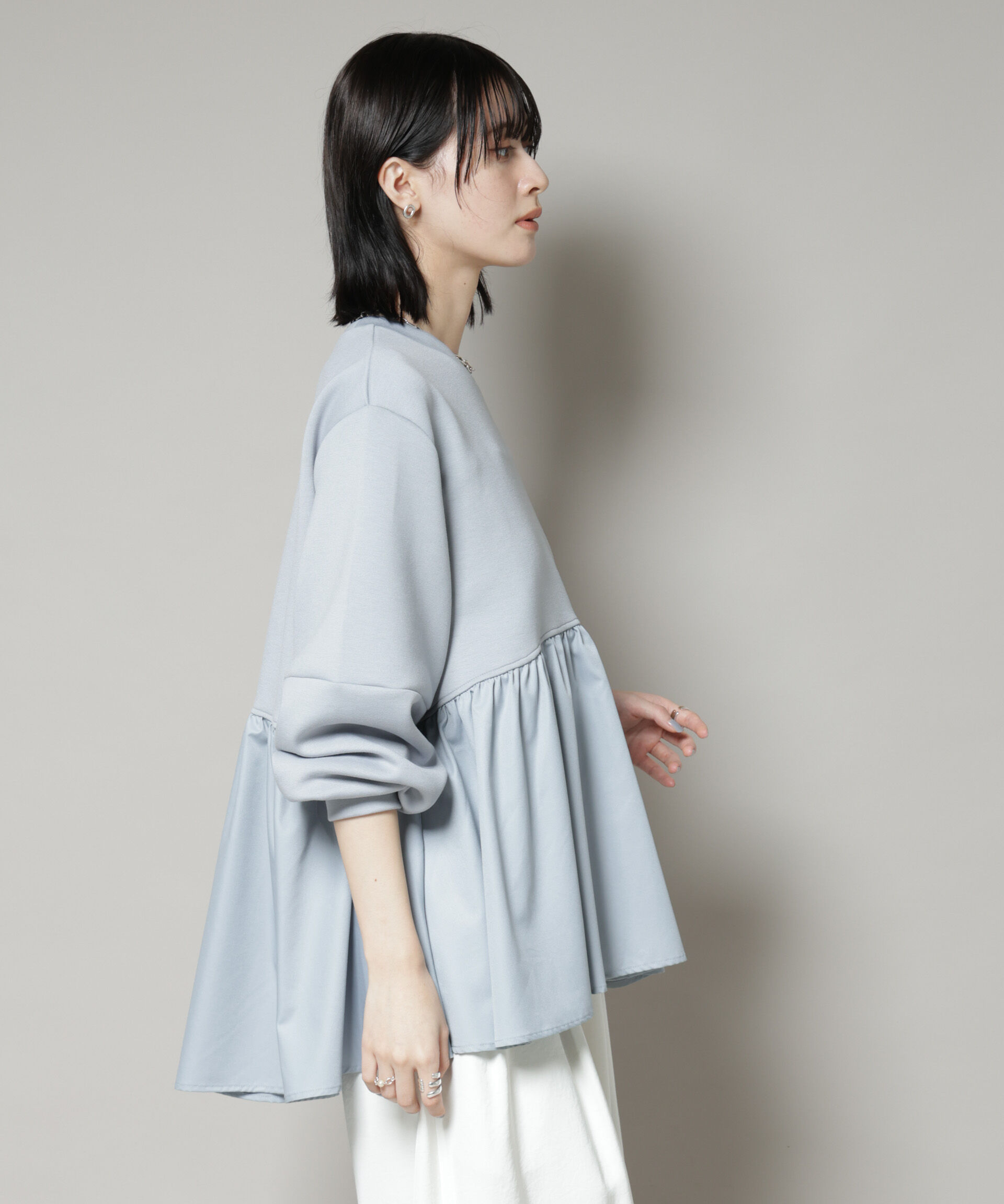 nano･universe「布帛コンビペプラムカットトップス」|Tシャツ・カットソー|