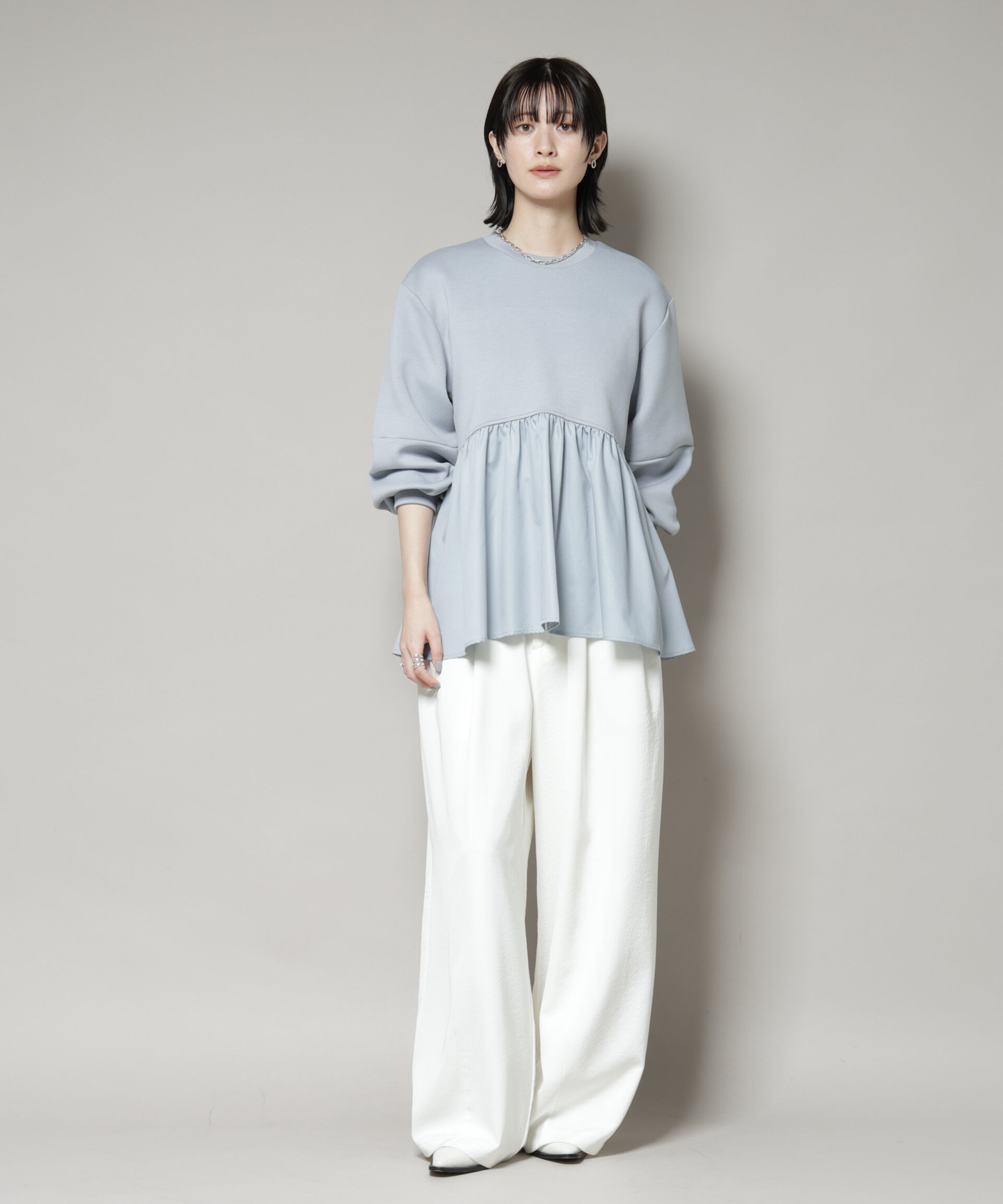 nano･universe「布帛コンビペプラムカットトップス」|Tシャツ・カットソー|