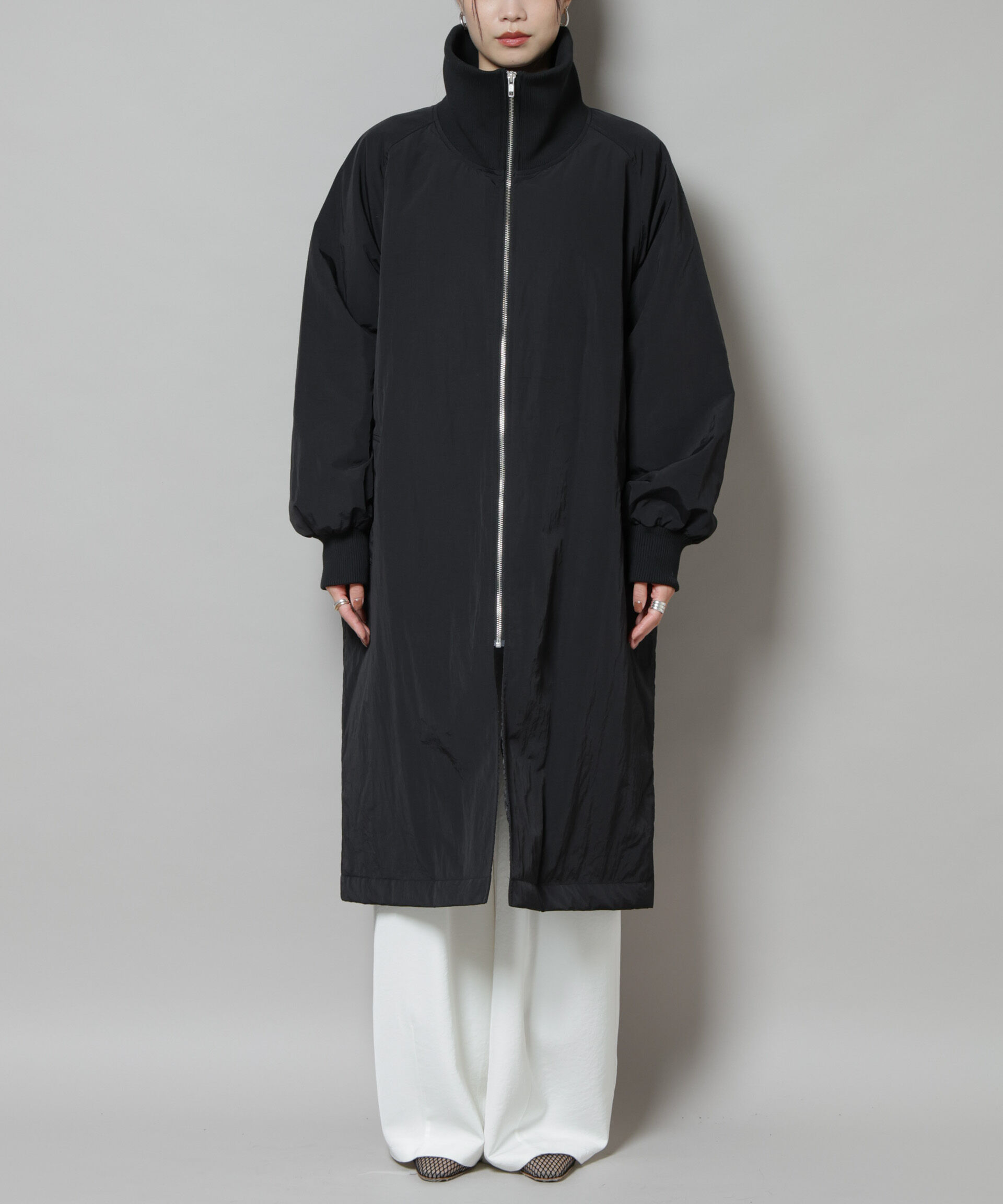 nano･universe「撥水加工・機能中綿 ジップアップリブロングコート」|その他|