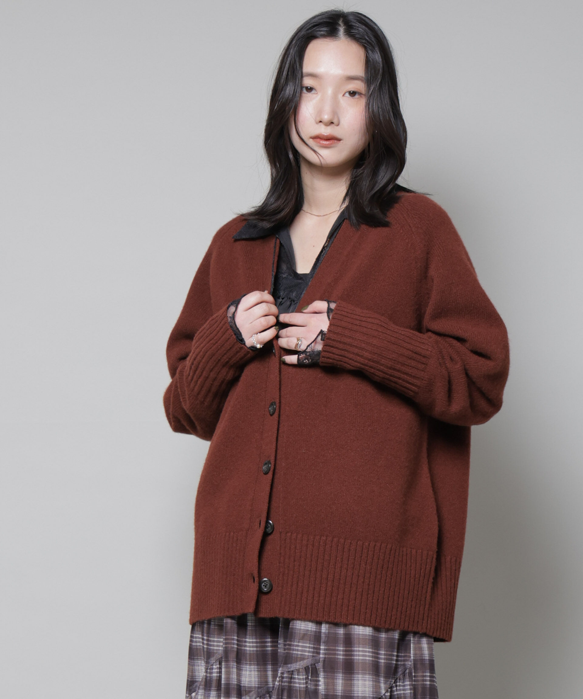 nano･universe「AQUAウールカシミヤVネックカーディガン」|ニット・セーター|