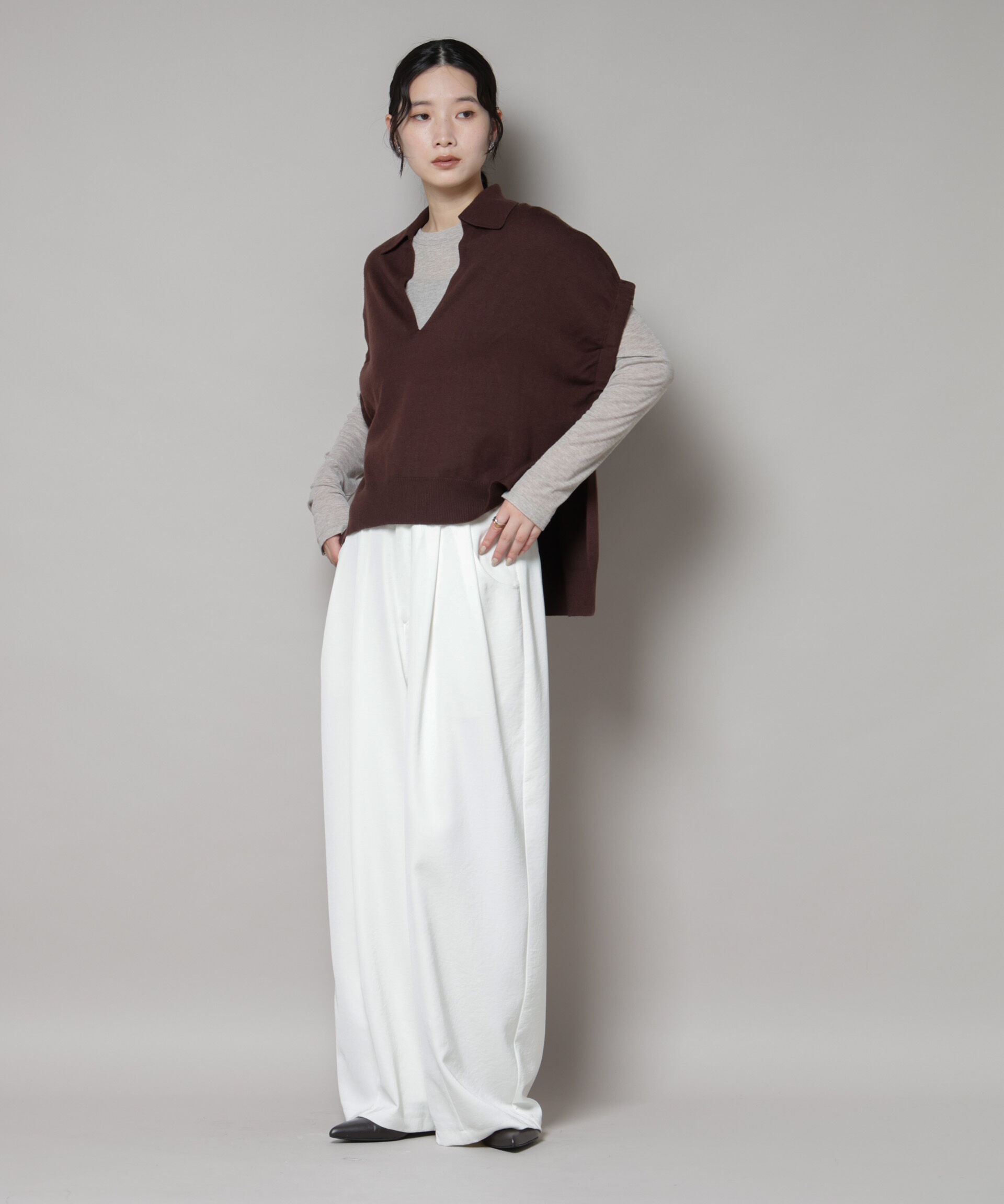 nano･universe「ドロストベスト＋リブニットワンピースセット」|ワンピース|