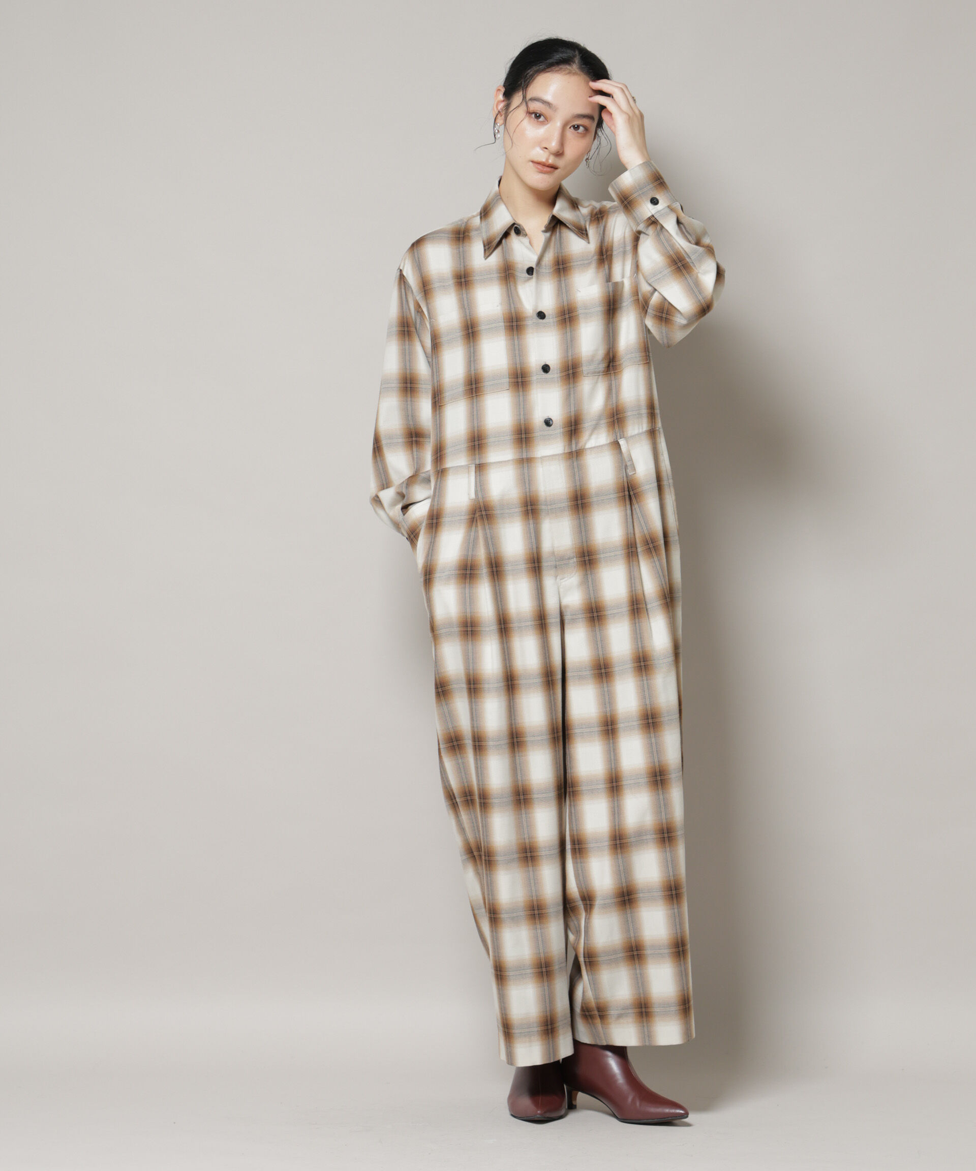 nano･universe「オンブレーチェックジャンプスーツ」|ワンピース|