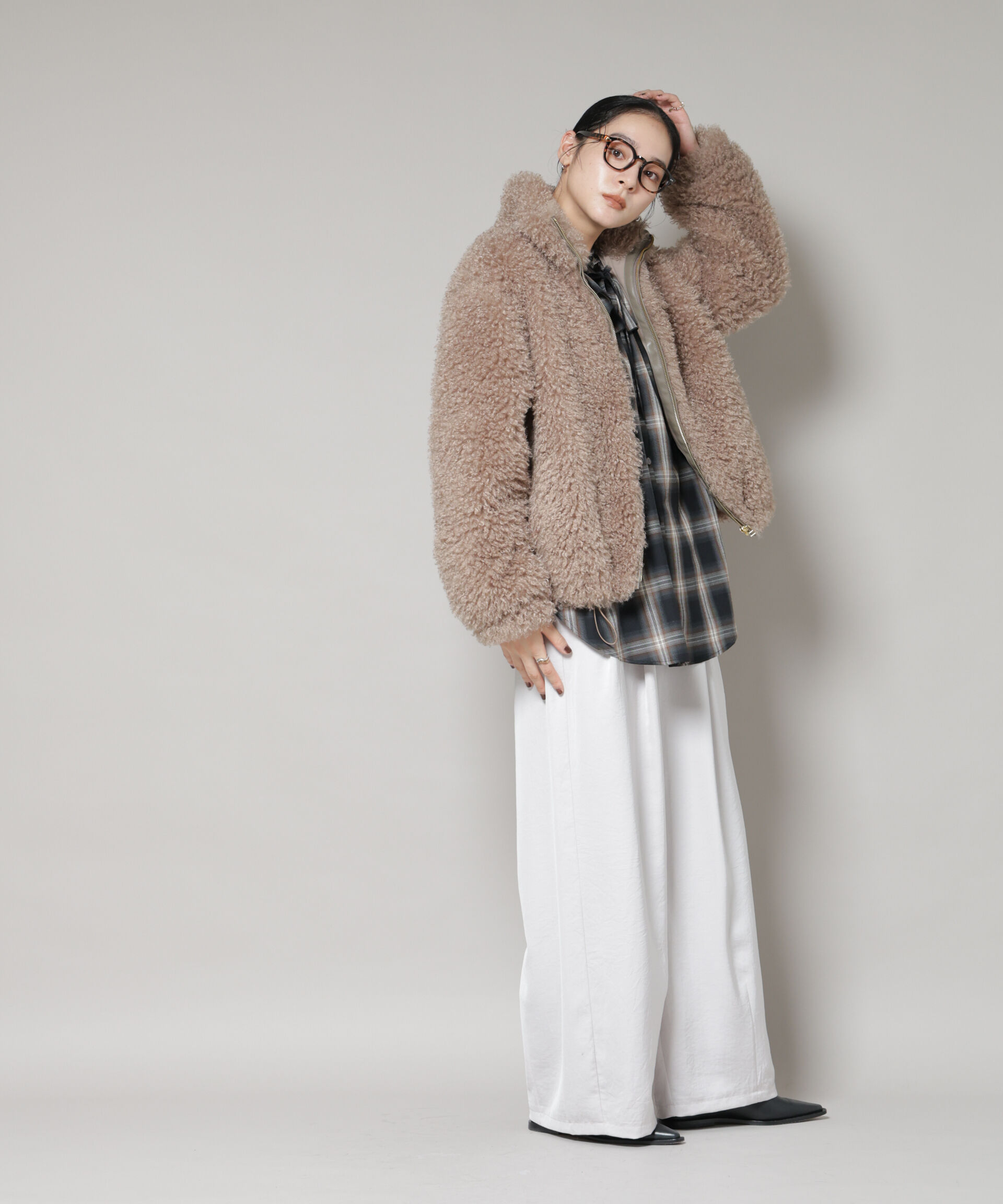 nano･universe「カーリーファースタンドブルゾン」|ブルゾン・スタジャン|