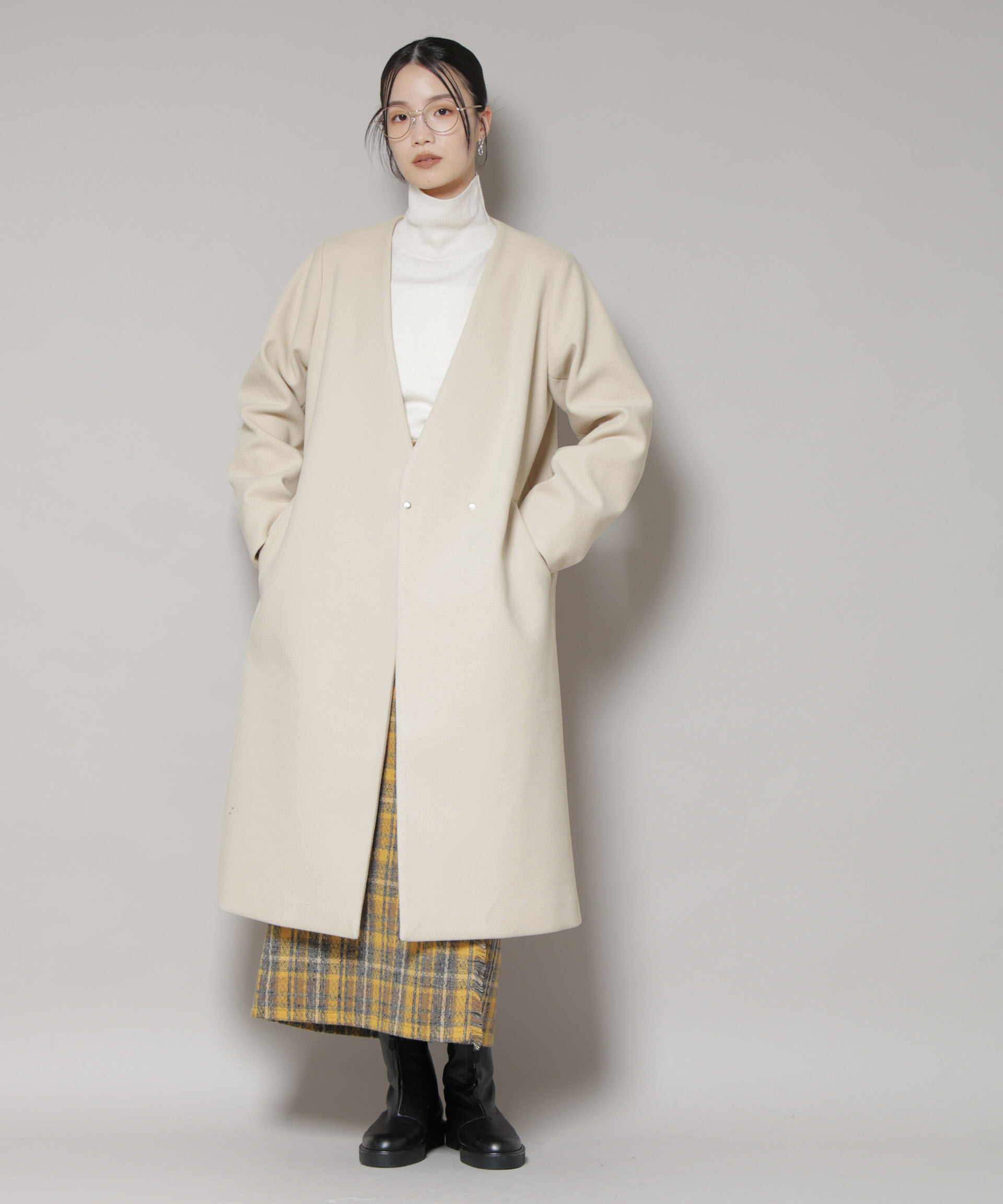 nano･universe「Vネックノーカラーコート」|その他|