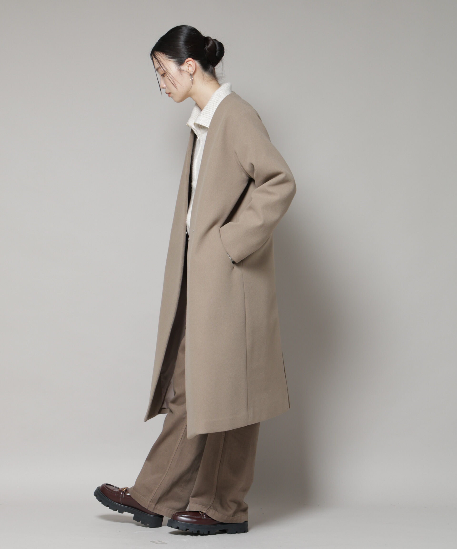 nano･universe「Vネックノーカラーコート」|その他|