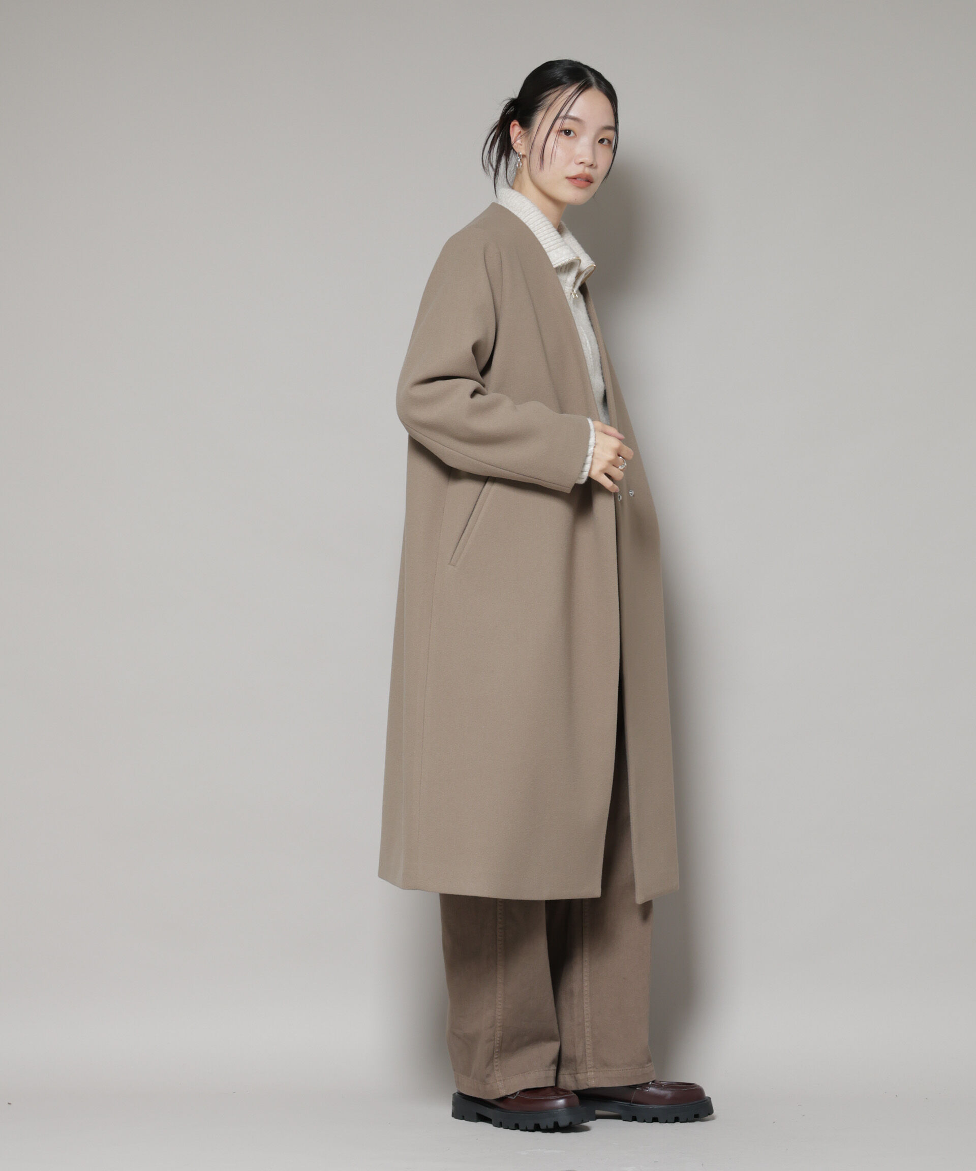 nano･universe「Vネックノーカラーコート」|その他|