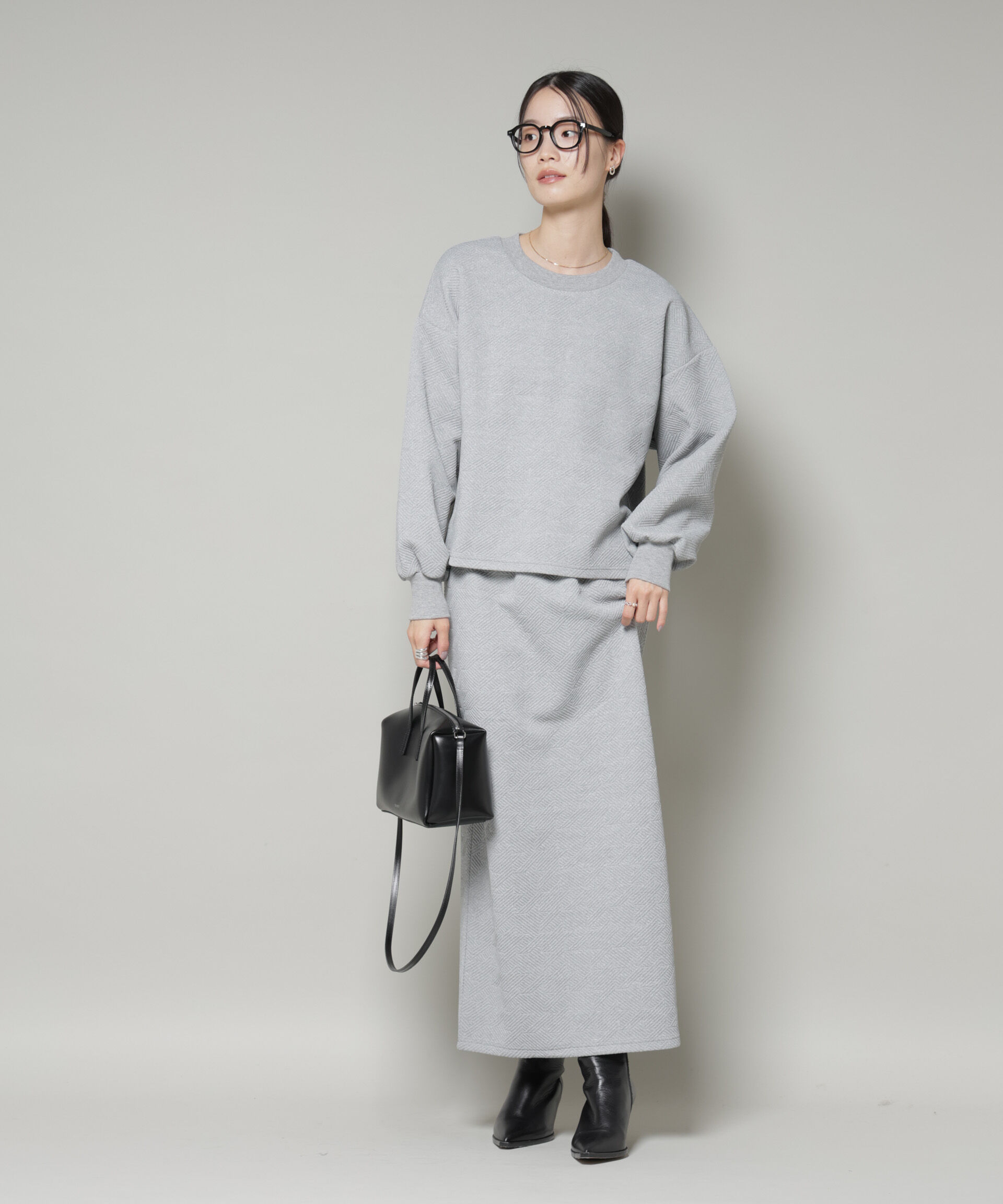 nano･universe「ジャガードカット セットアップ」|ワンピース|L.グレー1