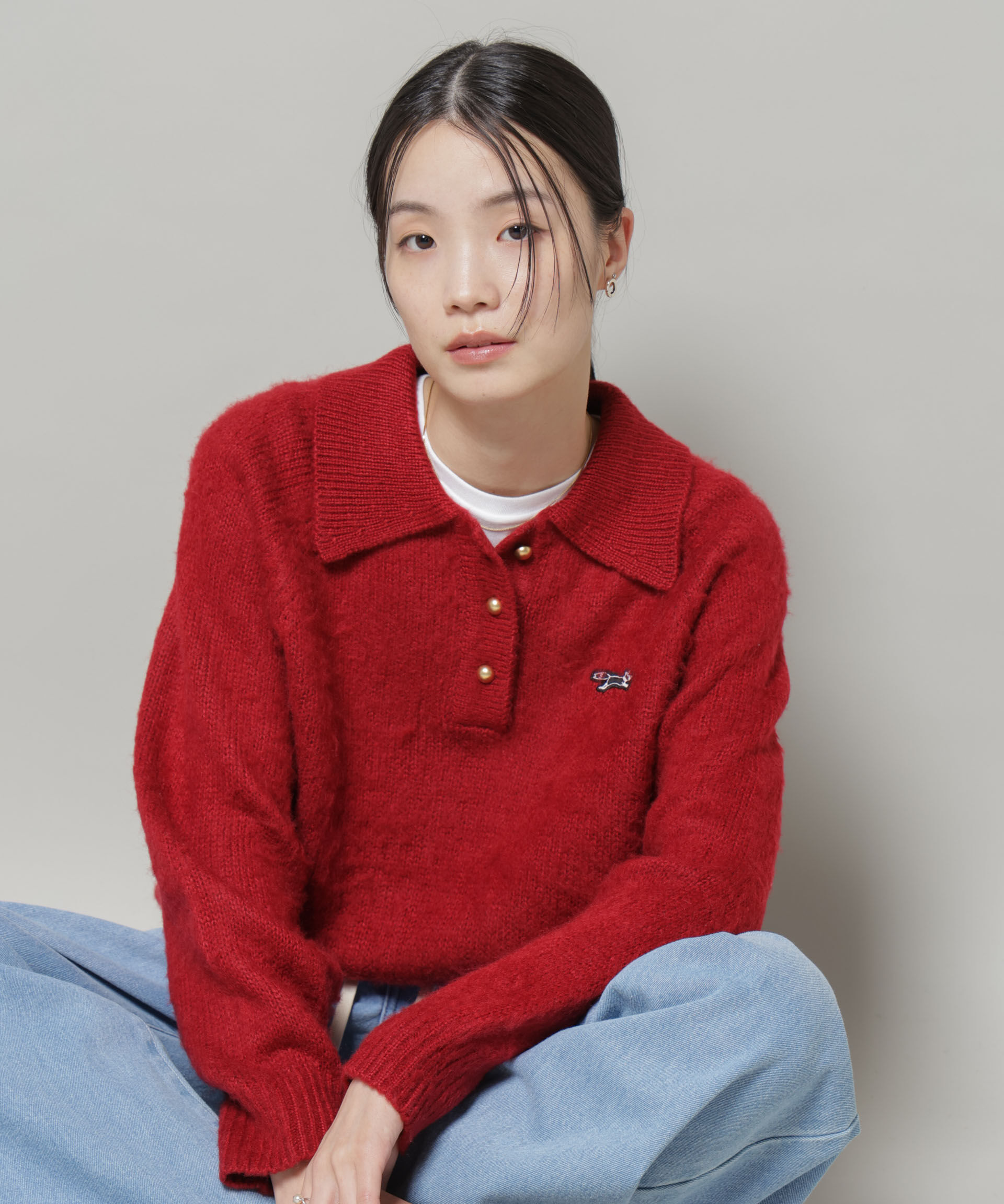 nano･universe「PENNEYS別注TheFOXシャギーポロニット」|ニット・セーター|D.レッド1