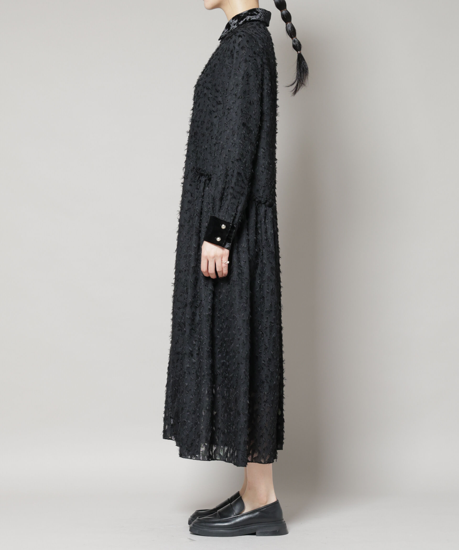 nano･universe「フリンジジャガードナローシャツワンピース」|ワンピース|