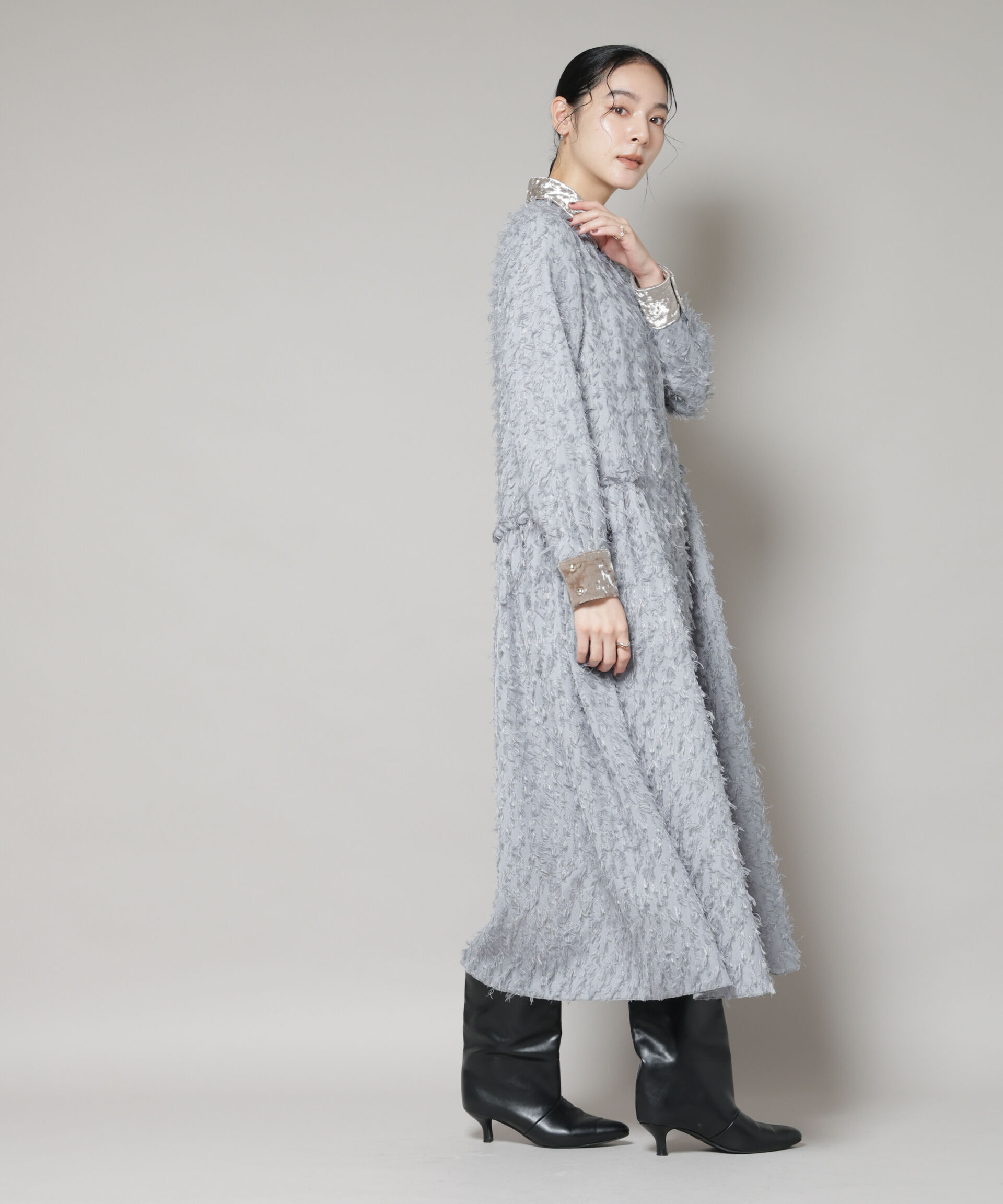 nano･universe「フリンジジャガードナローシャツワンピース」|ワンピース|