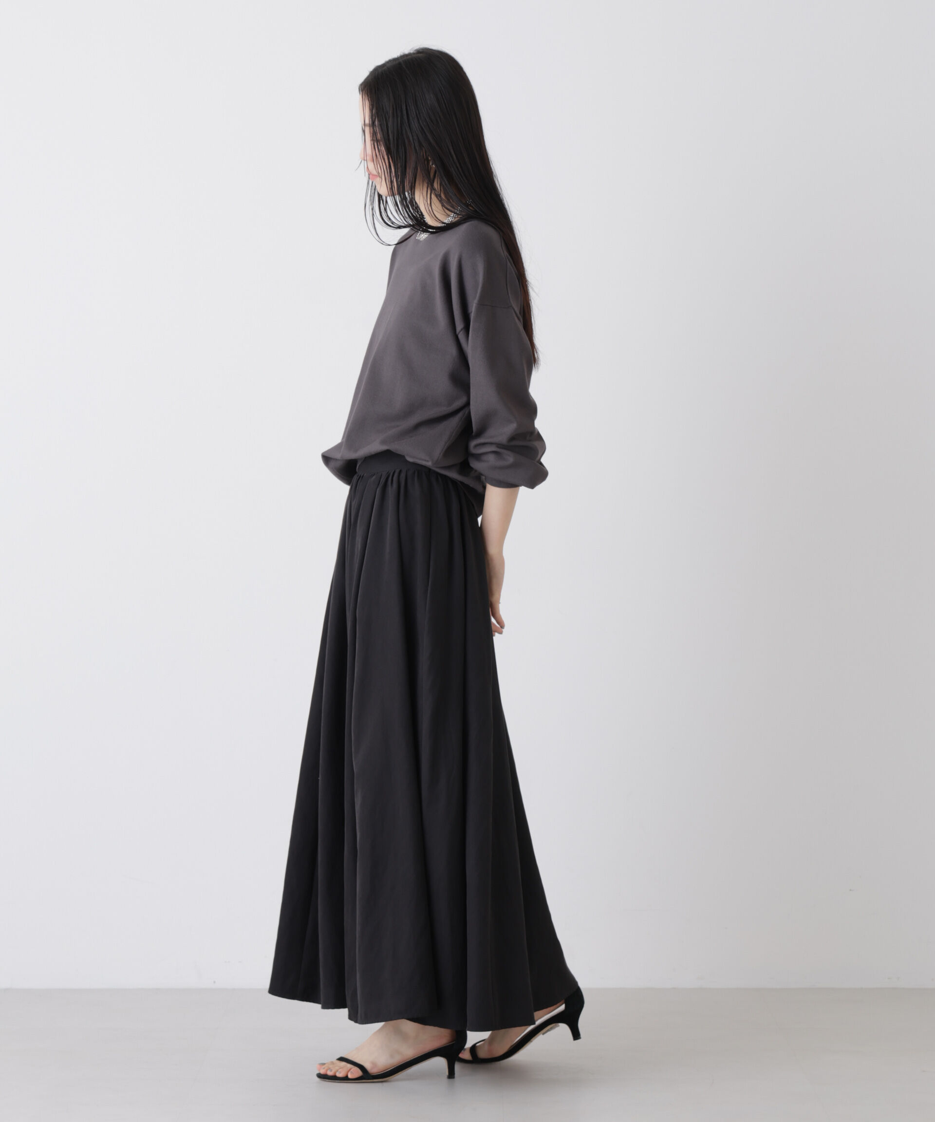 nano･universe「洗濯機洗可バンブーレーヨンニット ワイドクルーネックプルオーバー」|ニット・セーター|