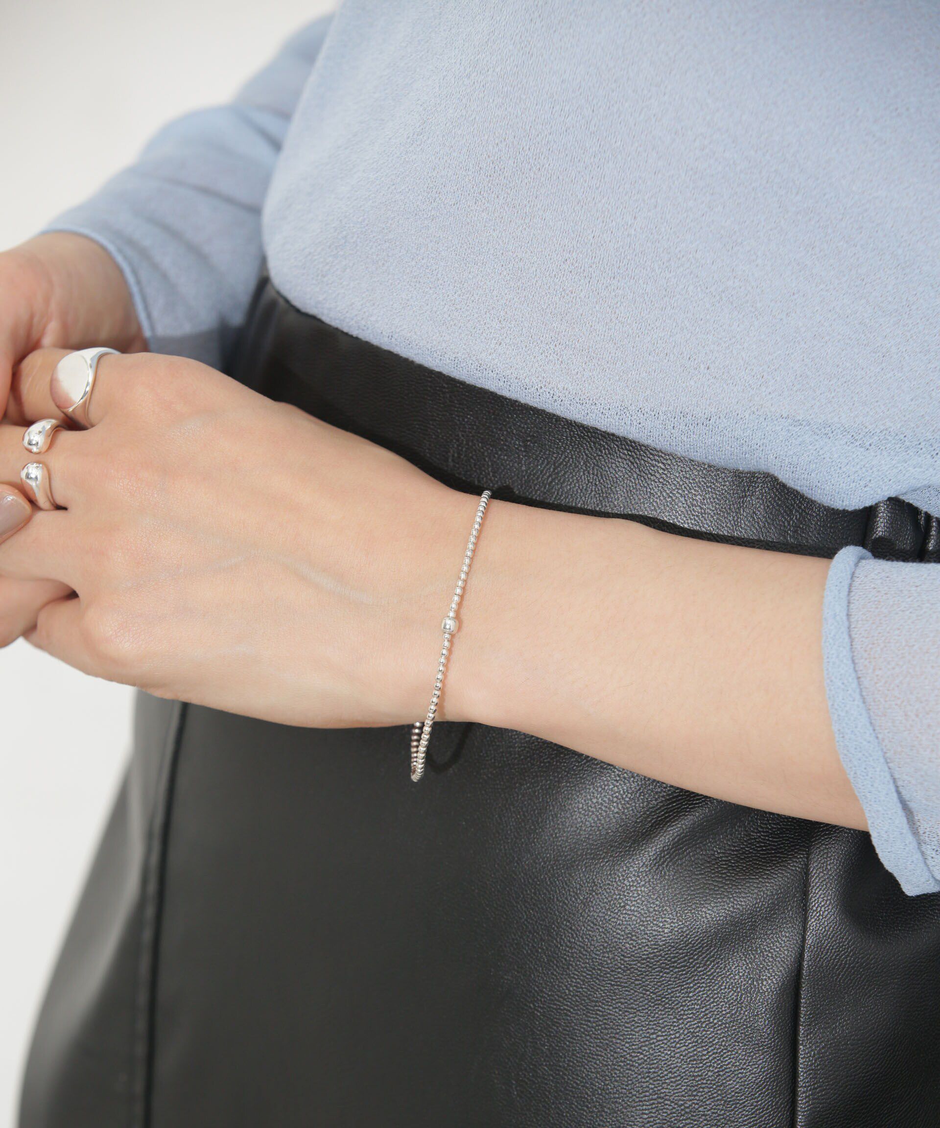 nano･universe「Nina&Jules Paris/2mm Beaded Bracelet」|ブレスレット・バングル|シルバー