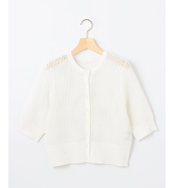 組曲「【前後着用可】メッシュ5分袖ニット カーディガン」|カーディガン|