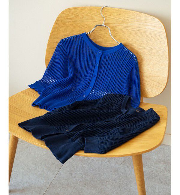 組曲「【前後着用可】メッシュ5分袖ニット カーディガン」|カーディガン|