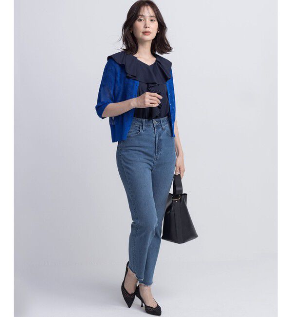 組曲「【前後着用可】メッシュ5分袖ニット カーディガン」|カーディガン|