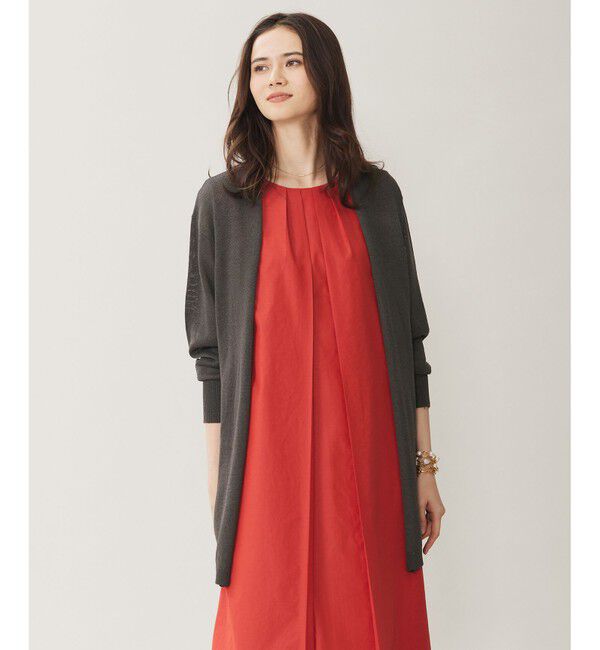 自由区「【洗える】ペーパーブレンドロング カーディガン」|カーディガン|スレート